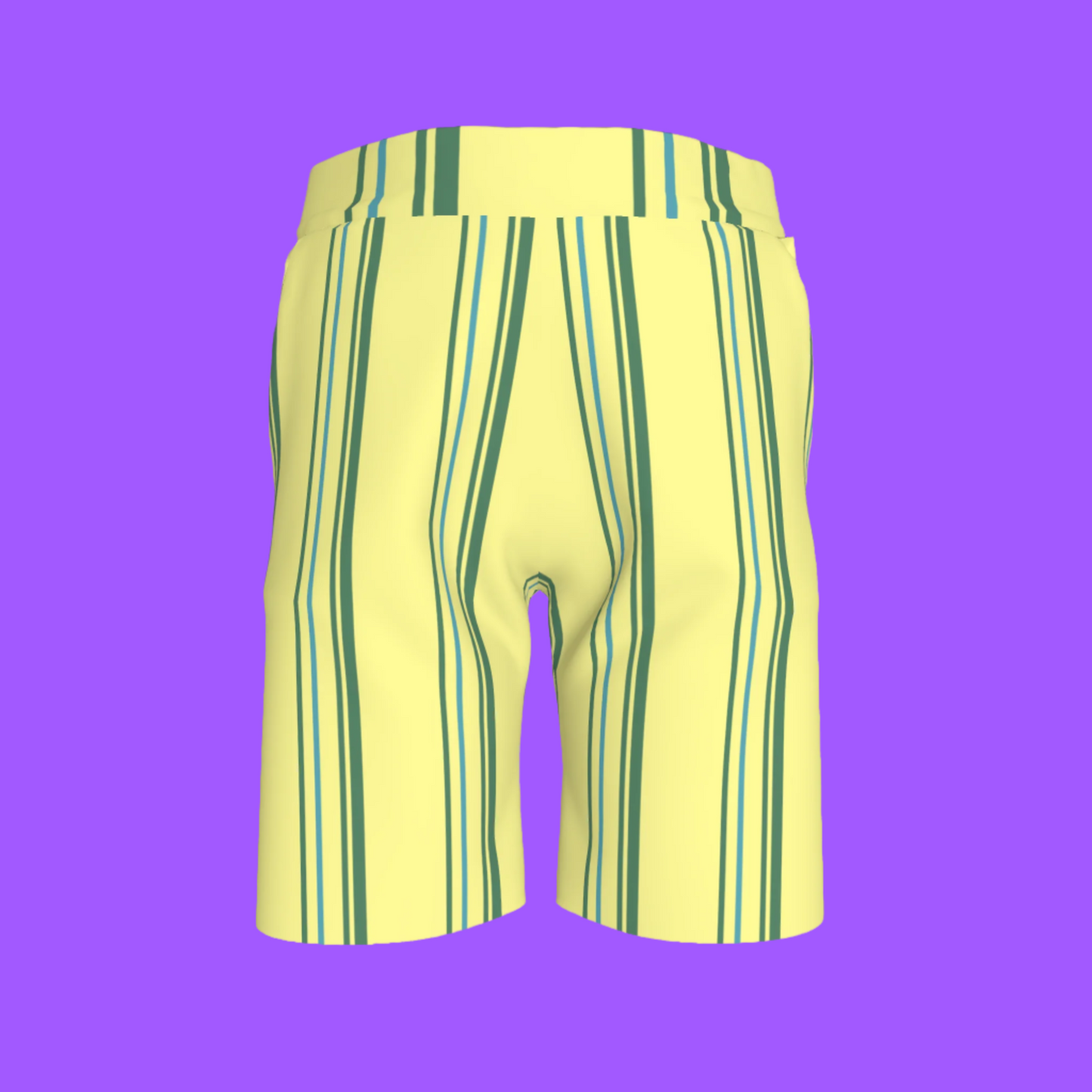 Kid's Knit Shorts in Stripes Light Yellow in Organic Cotton Pique