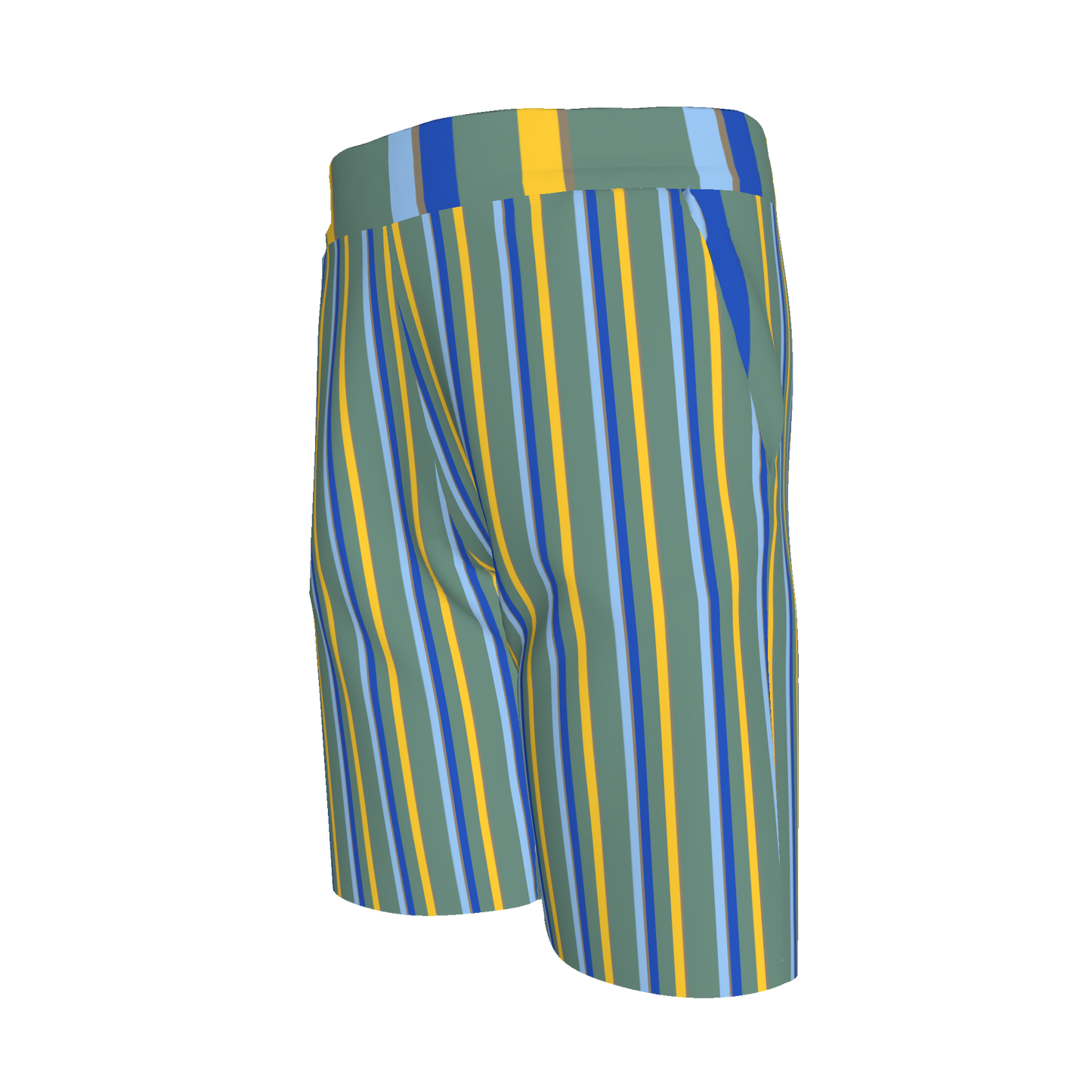 Kid's Knit Shorts in Stripes Acqua in Organic Cotton Pique