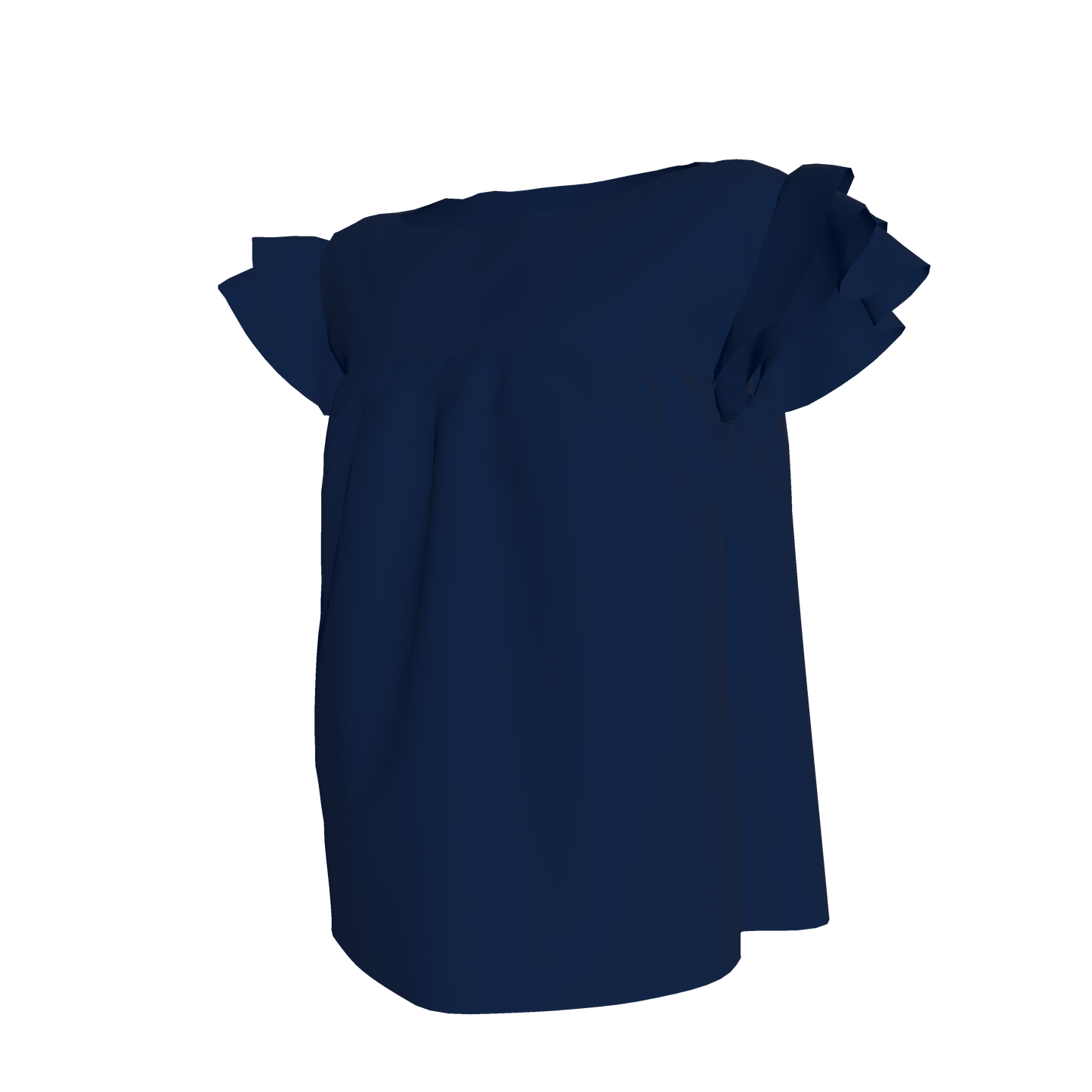 Ruffled Sleeve Top in Solid Navy
