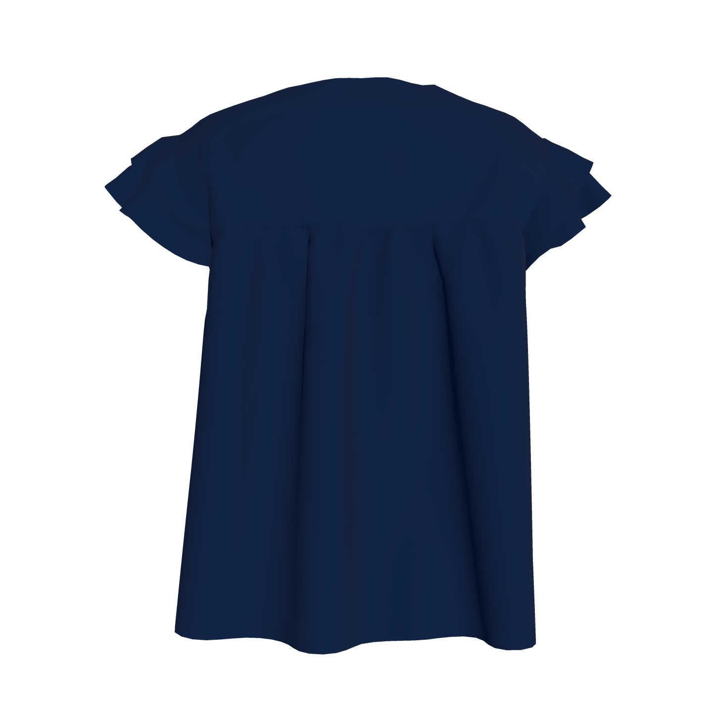 Ruffled Sleeve Top in Solid Navy