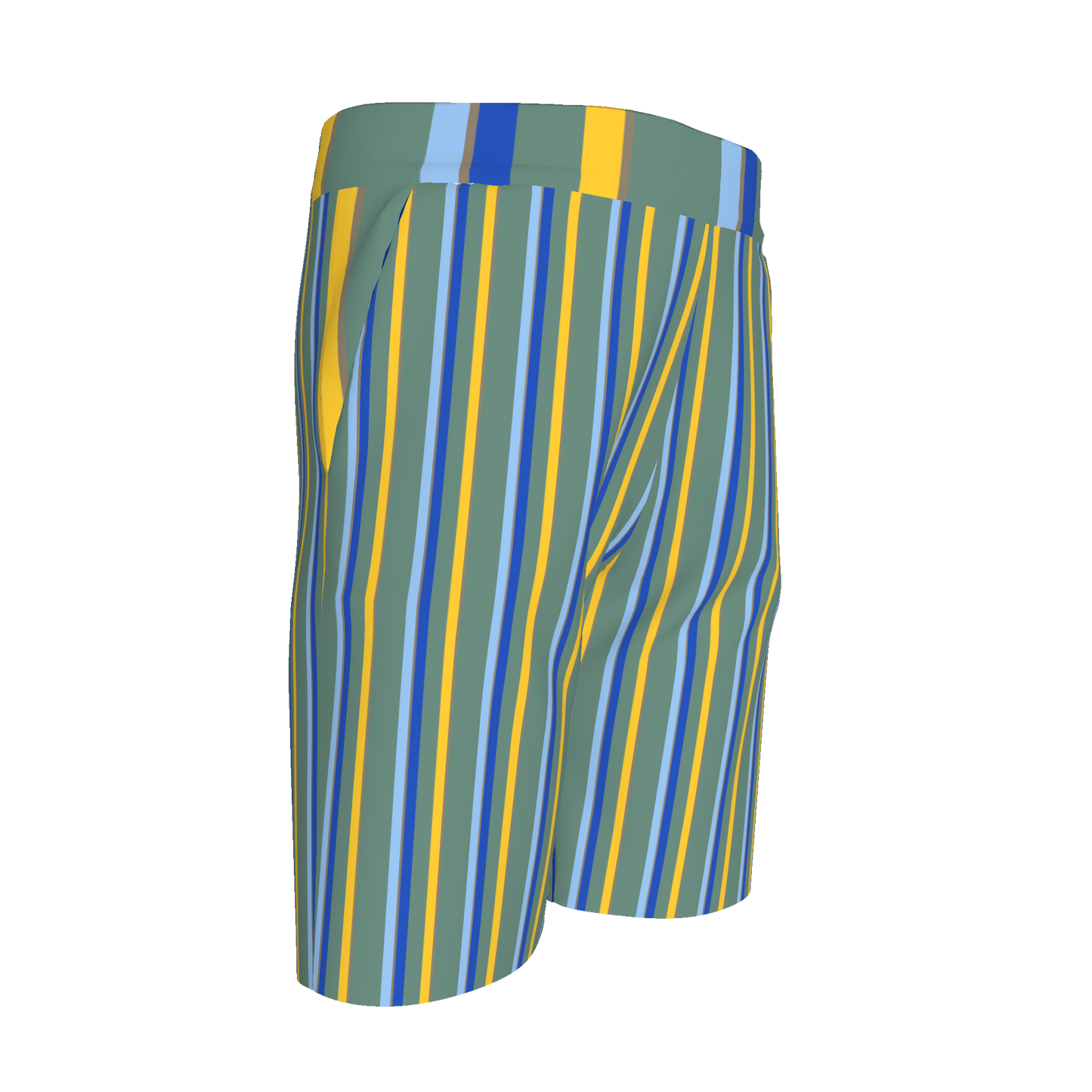 Kid's Knit Shorts in Stripes Acqua in Organic Cotton Pique