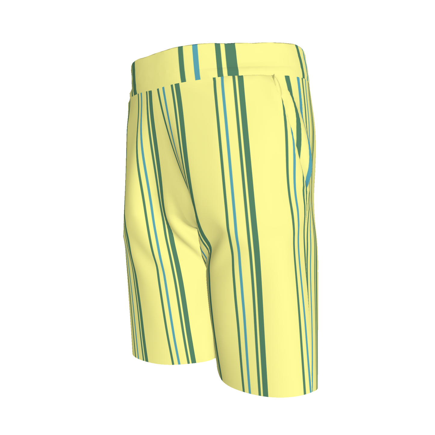 Kid's Knit Shorts in Stripes Light Yellow in Organic Cotton Pique