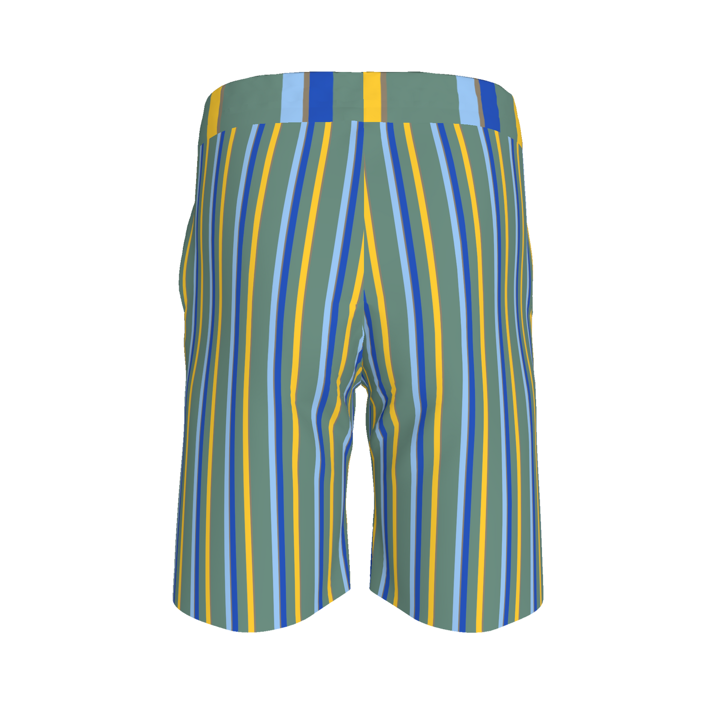 Kid's Knit Shorts in Stripes Acqua in Organic Cotton Pique