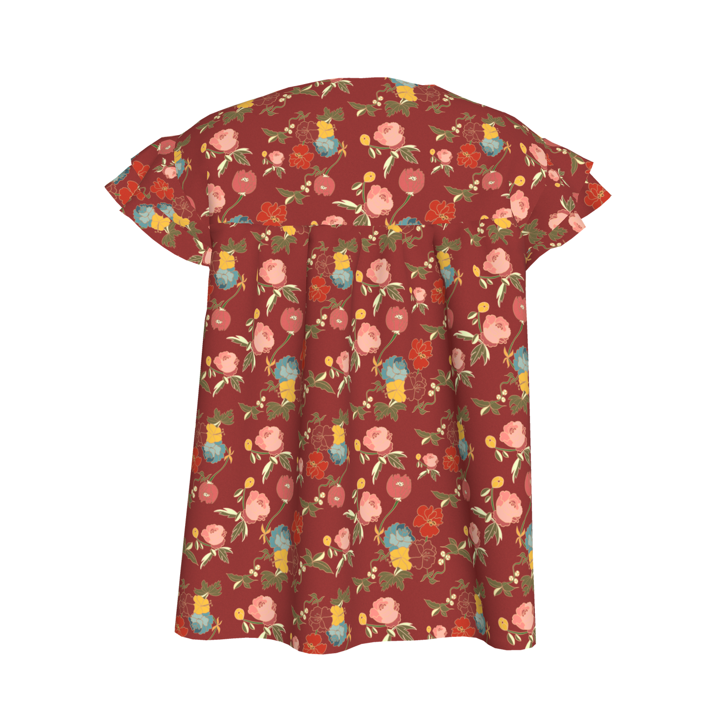 Red Belle Flowers Top and Skirt | Set of 2