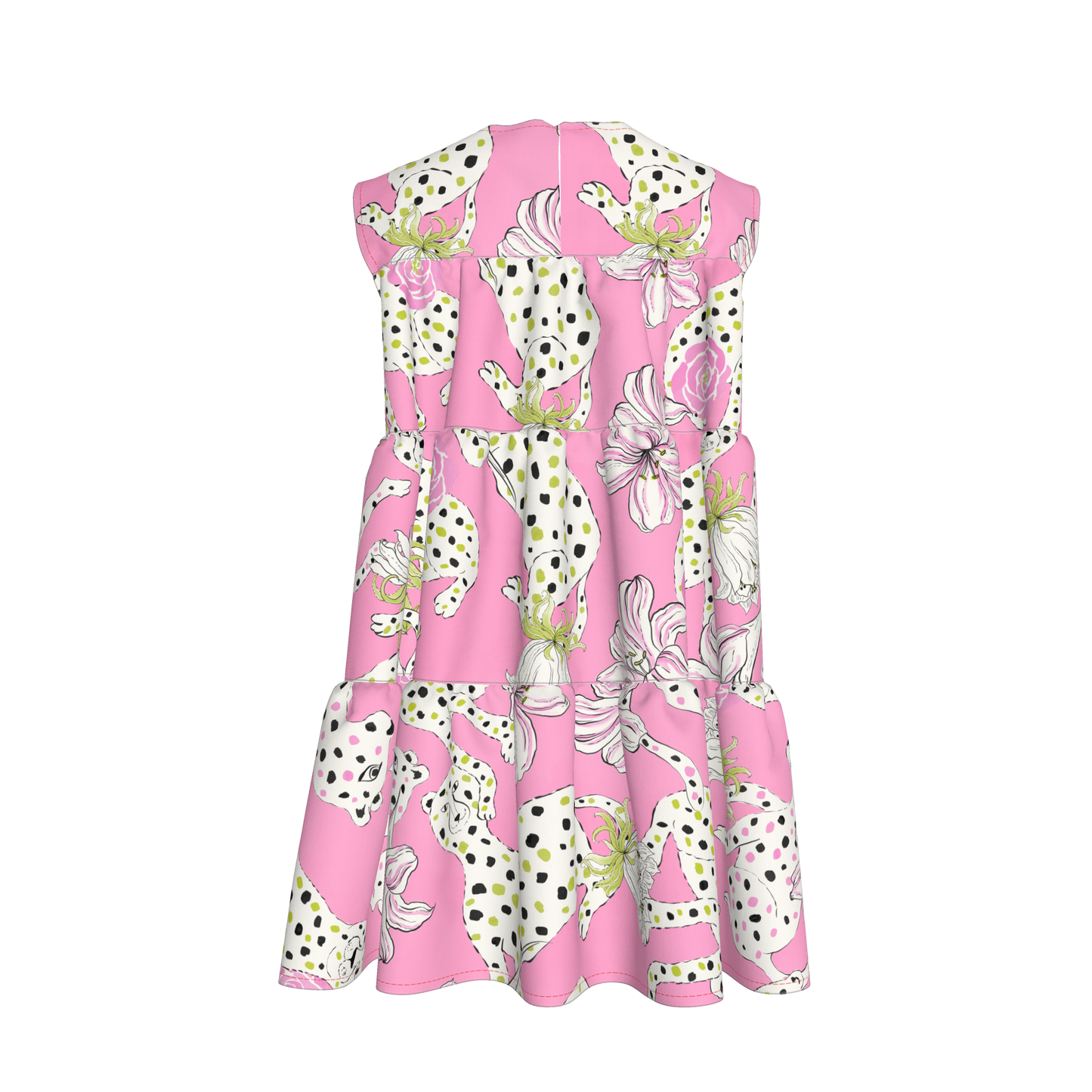 Kid's Ruffle Dress in Sketching Summer Pink