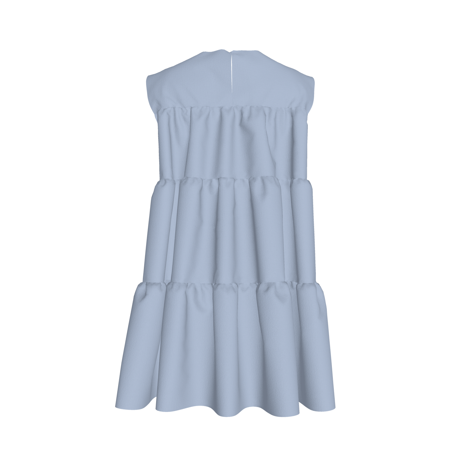 Ruffle Dress without Lining in Solid Blue Gingham