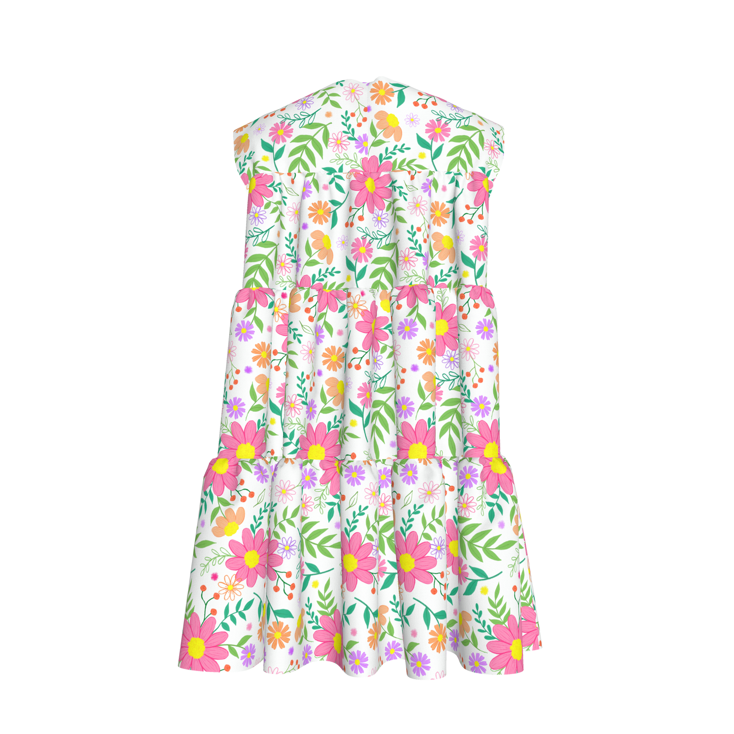 Bright Floral Ruffled Dress