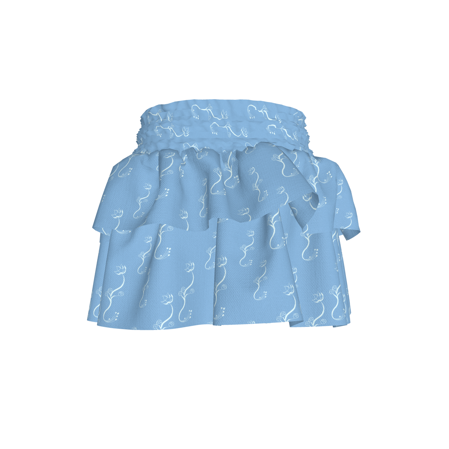 Kid's Smocked Skirt in Bloom Light Blue in Light Cotton Slub