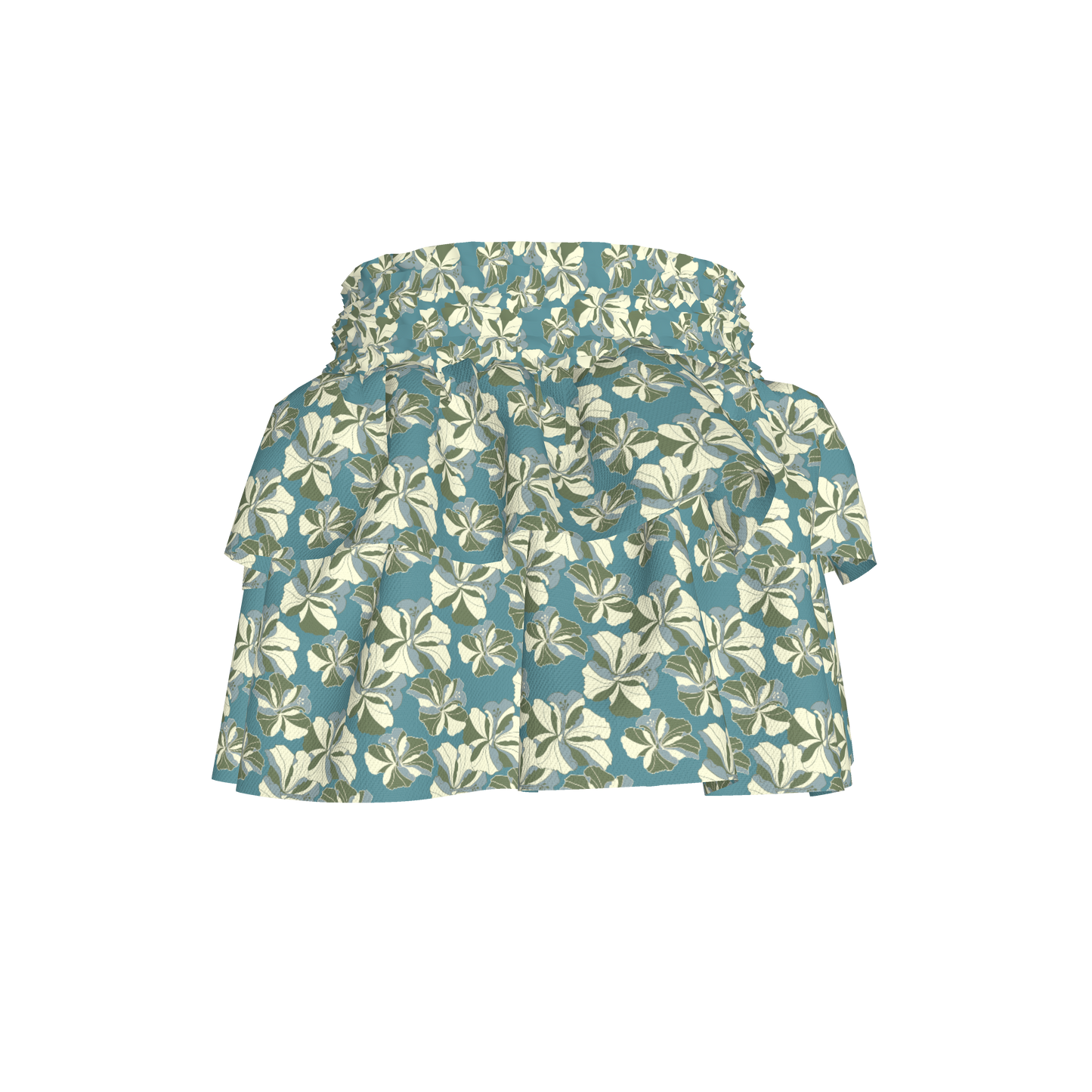 Kid's Smocked Skirt in Tropical Cayena Acqua in Light Cotton Slub