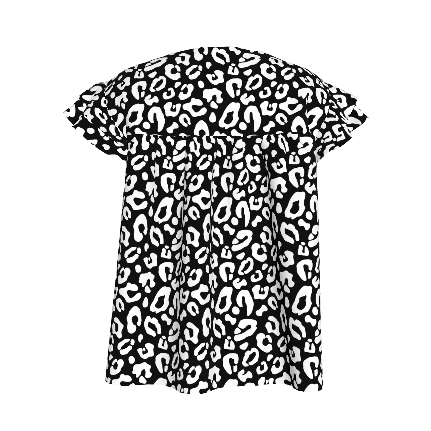 Kid's Ruffled Sleeve Top in Black Kitty Cat Dreamer