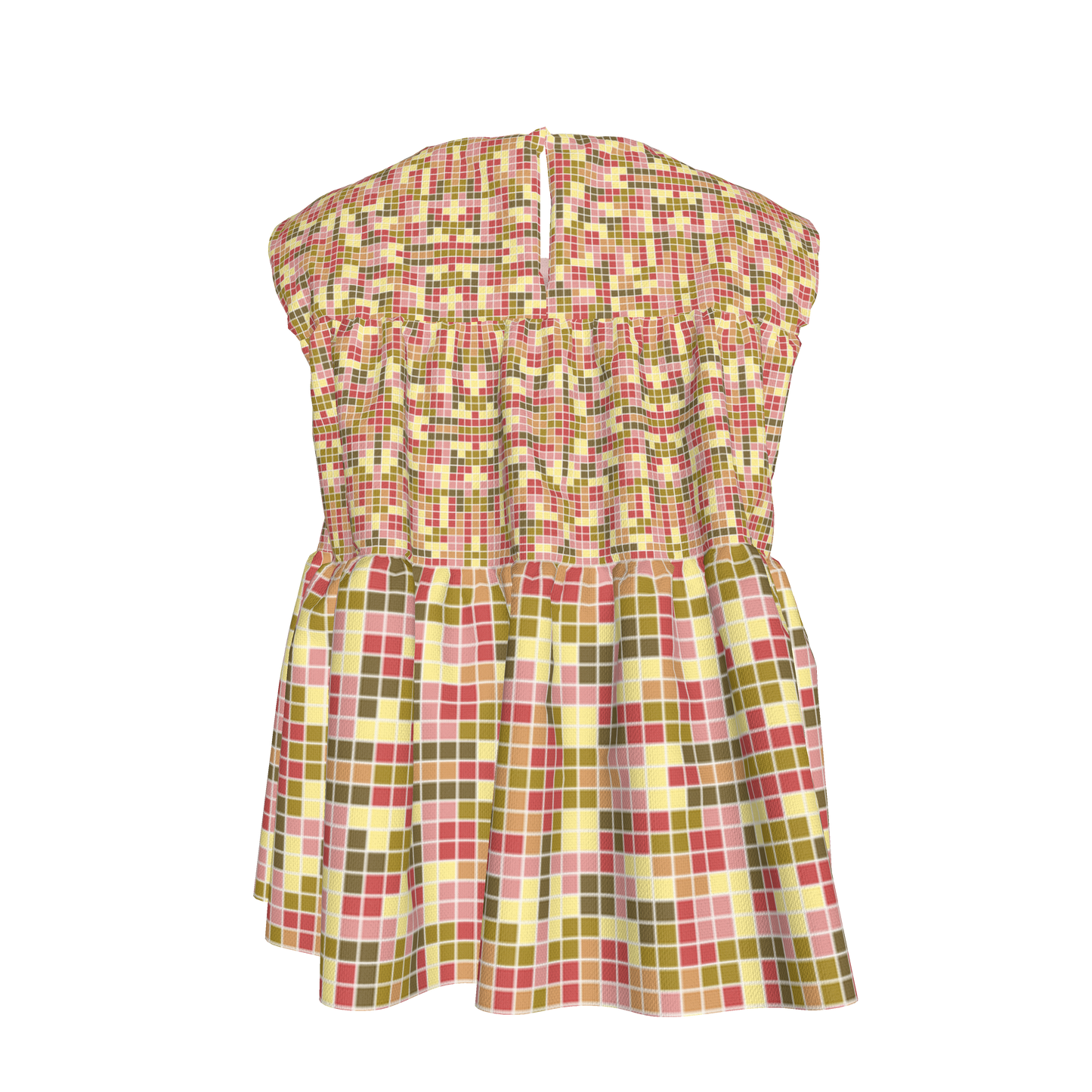 Pixel Sleeveless Ruffled Top