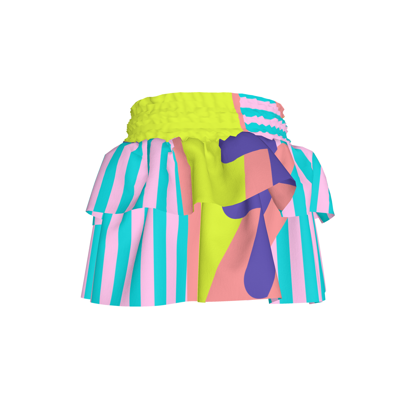 Color Splash Smocked Ruffle Skirt