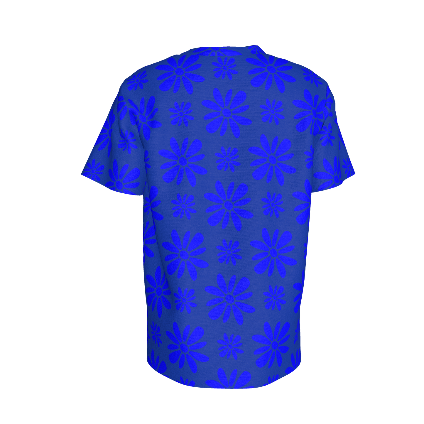 Kid's Pocket T-Shirt in Flower Bloom Bright Blue in Cotton Spandex Lightweight Jersey
