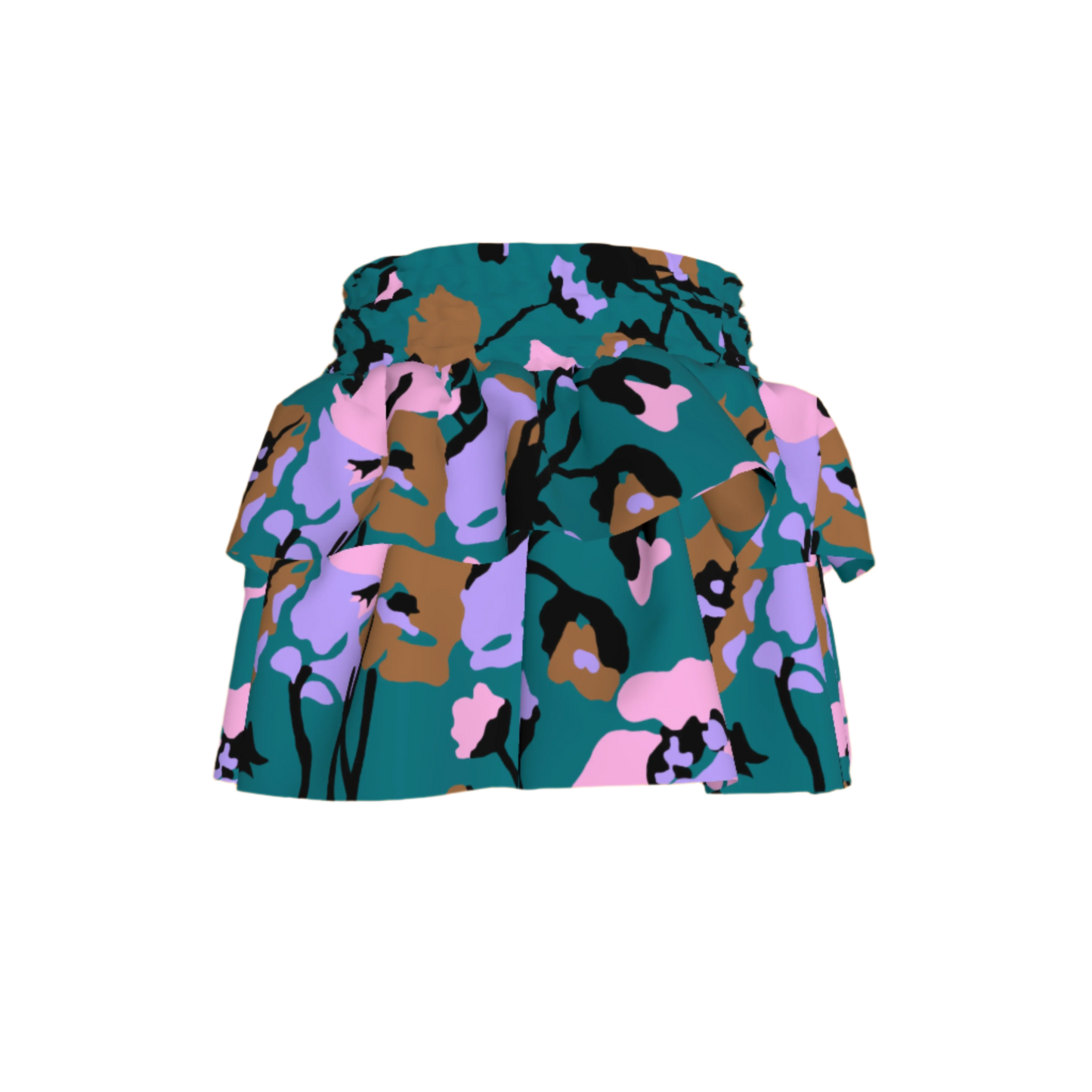 Kid's Smocked Ruffle Skirt in Dini's Teal Floral