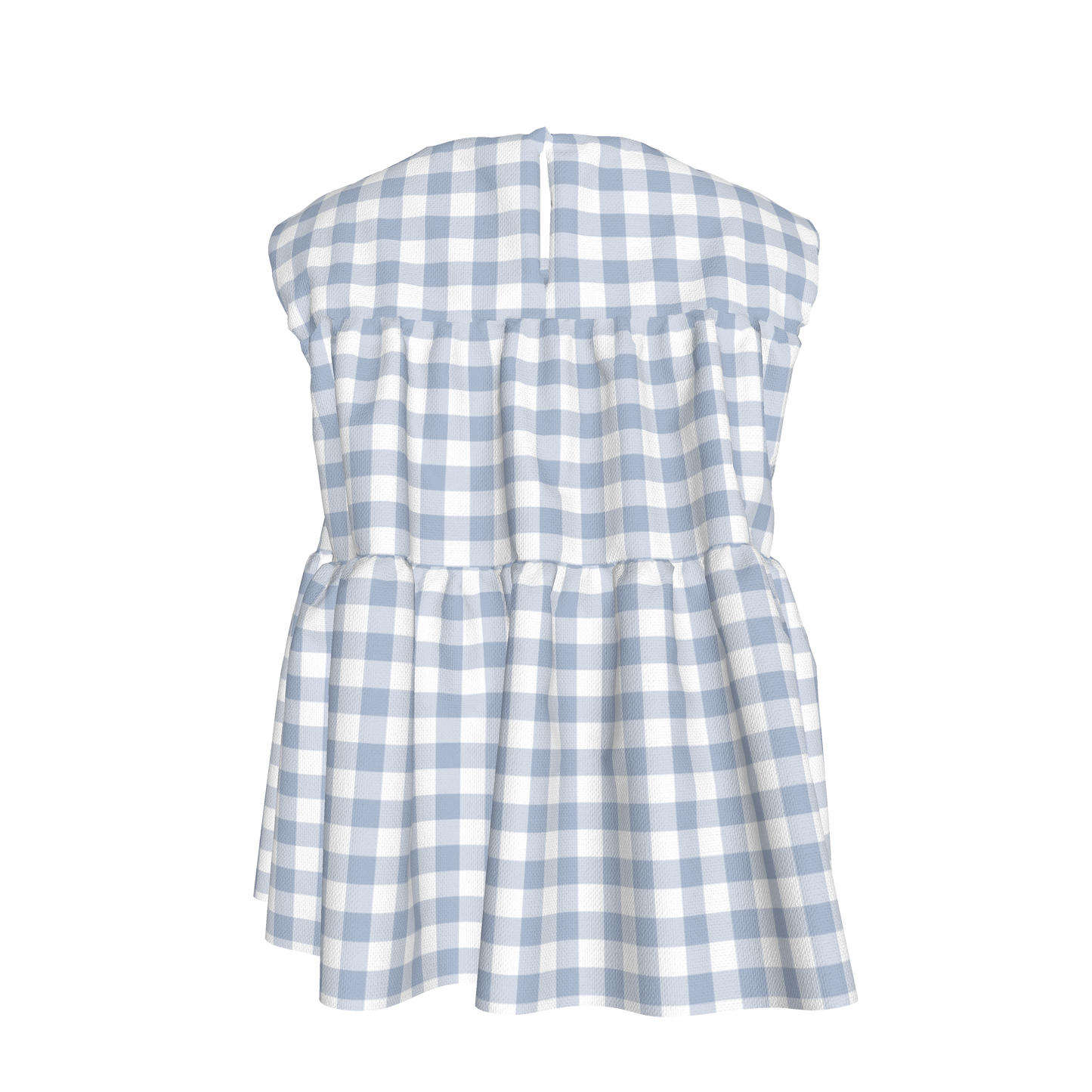 Sleeveless Ruffle Top in Pastel Blue Gingham