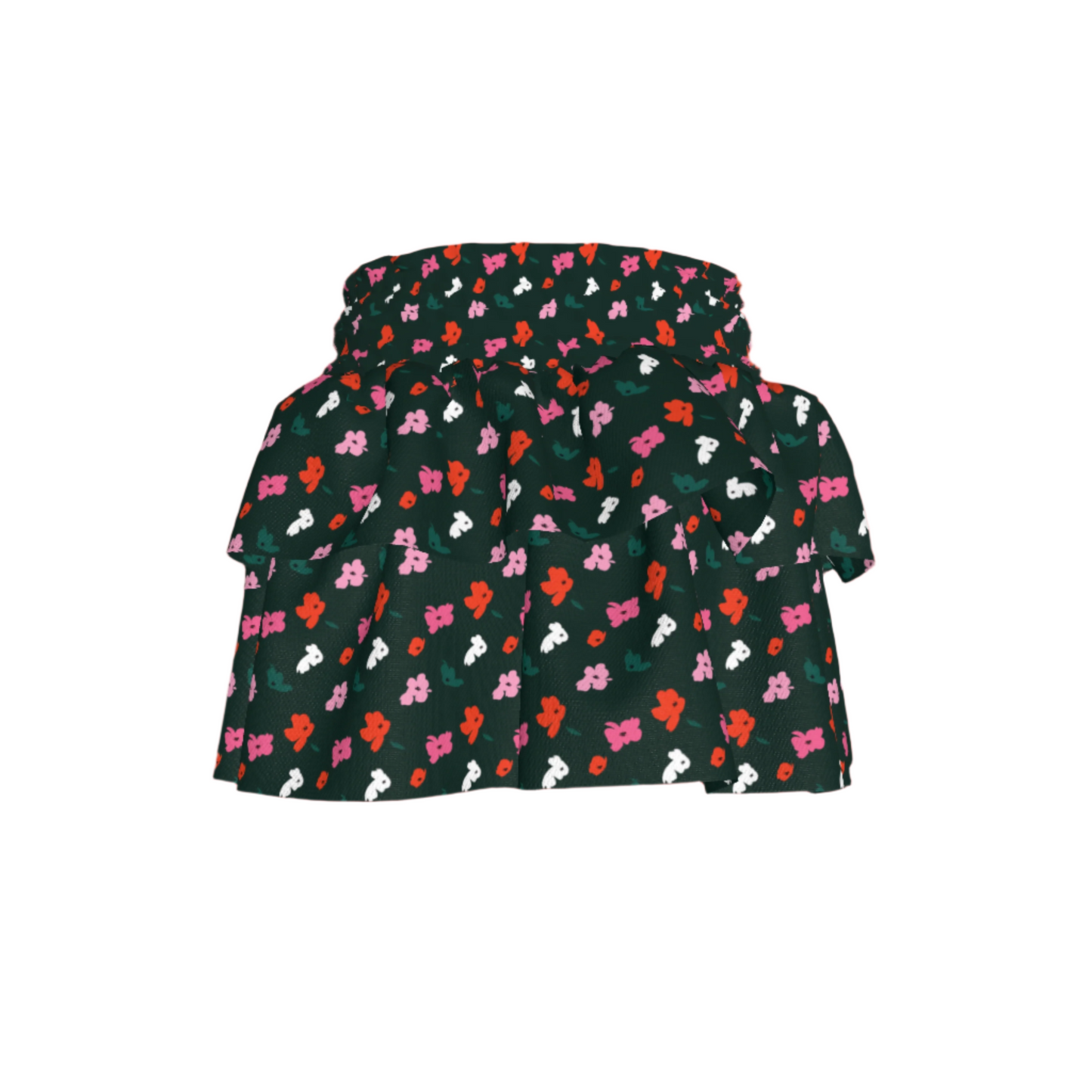 Kid's Smocked Ruffle Skirt in Evergreen Painted Poppies