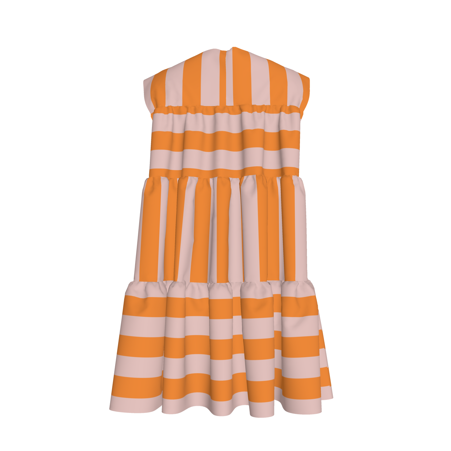 Pink & Orange Ruffle Dress with Lining