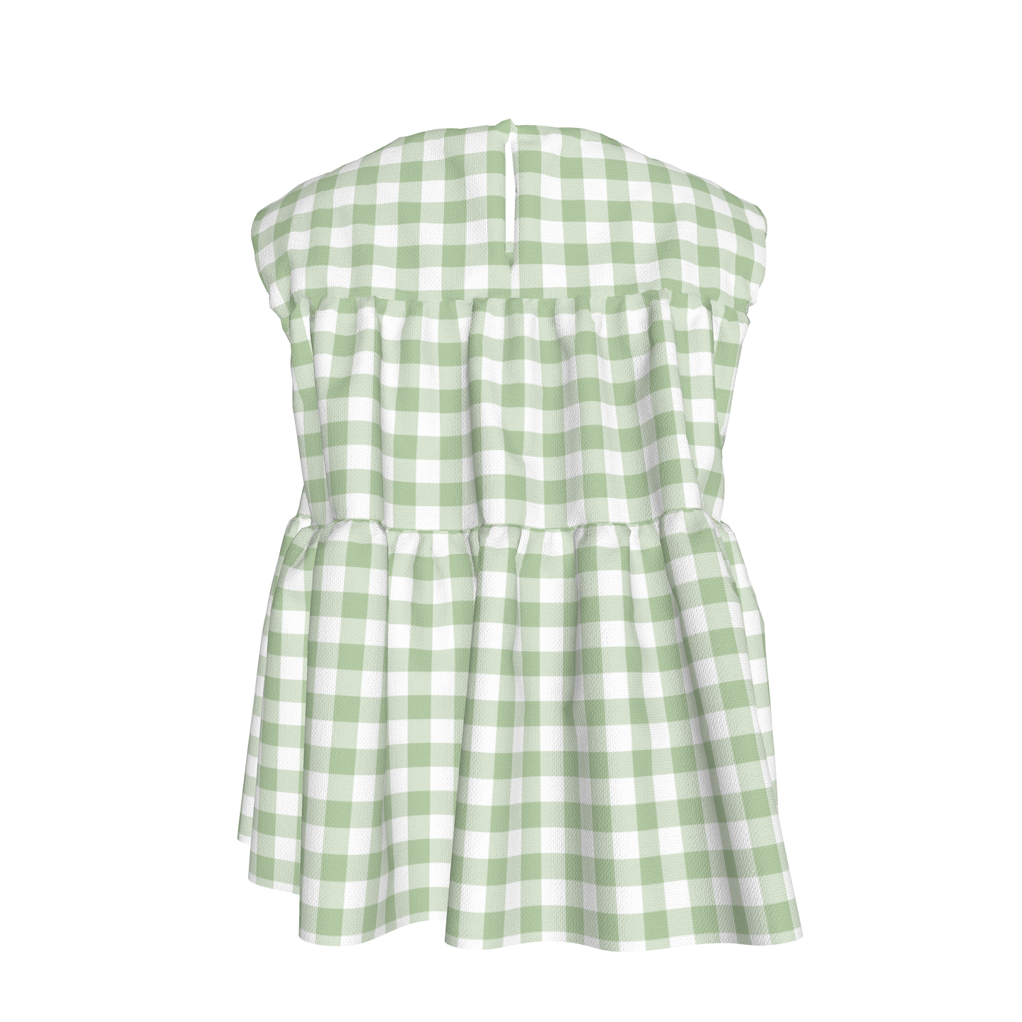 Sleeveless Ruffle Top in Pastel Green Gingham