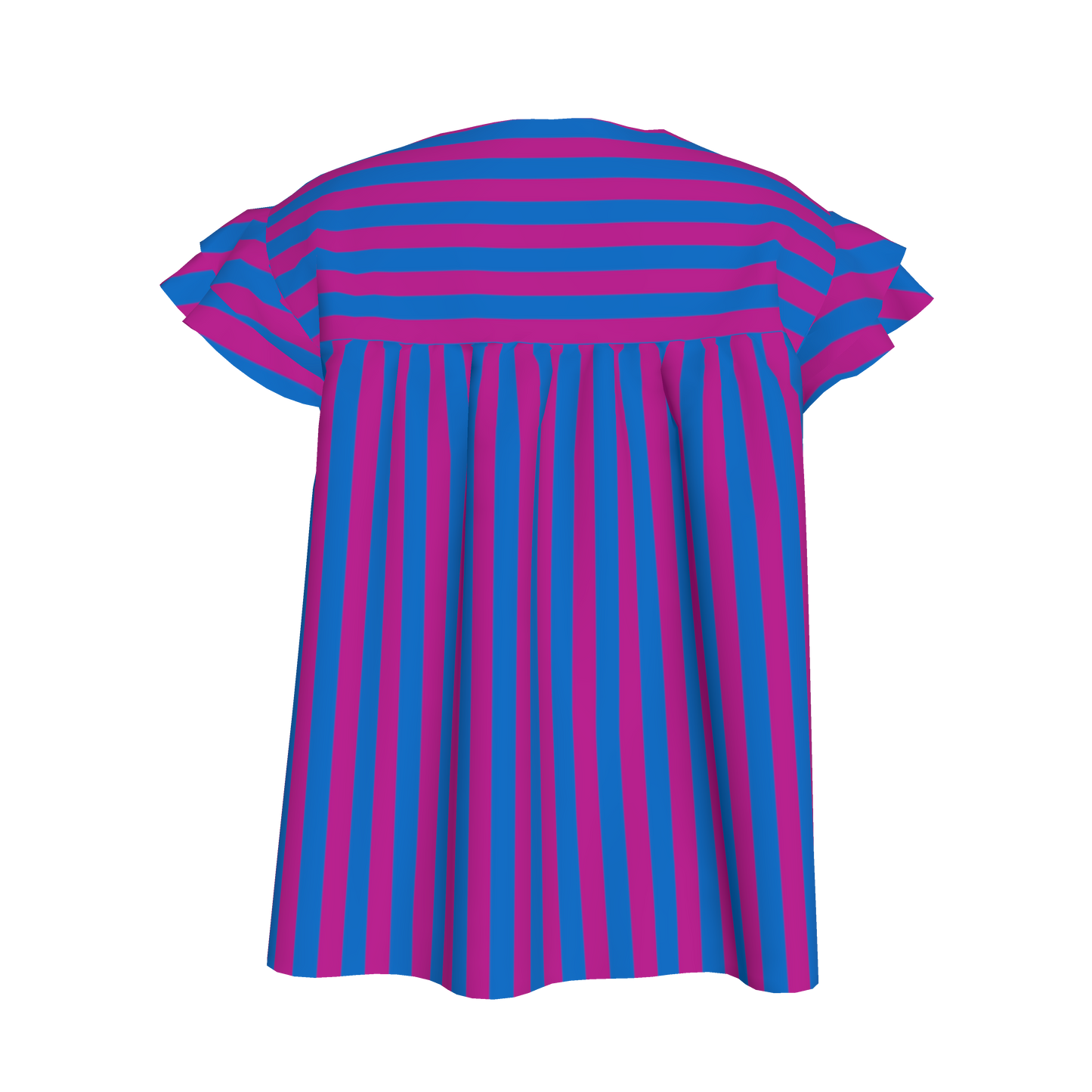Red & Blue Stripes Ruffle Sleeve Top