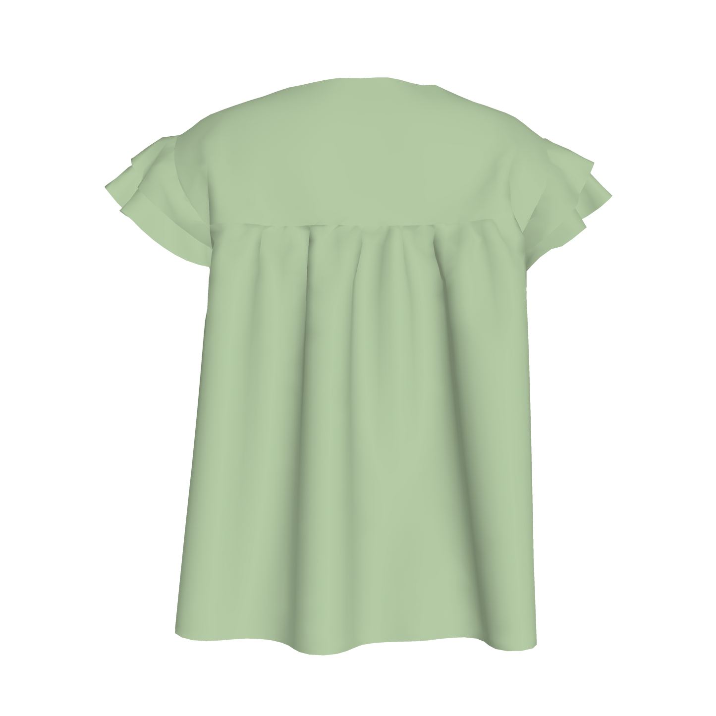 Ruffled Sleeve Top in Solid Pastel Green