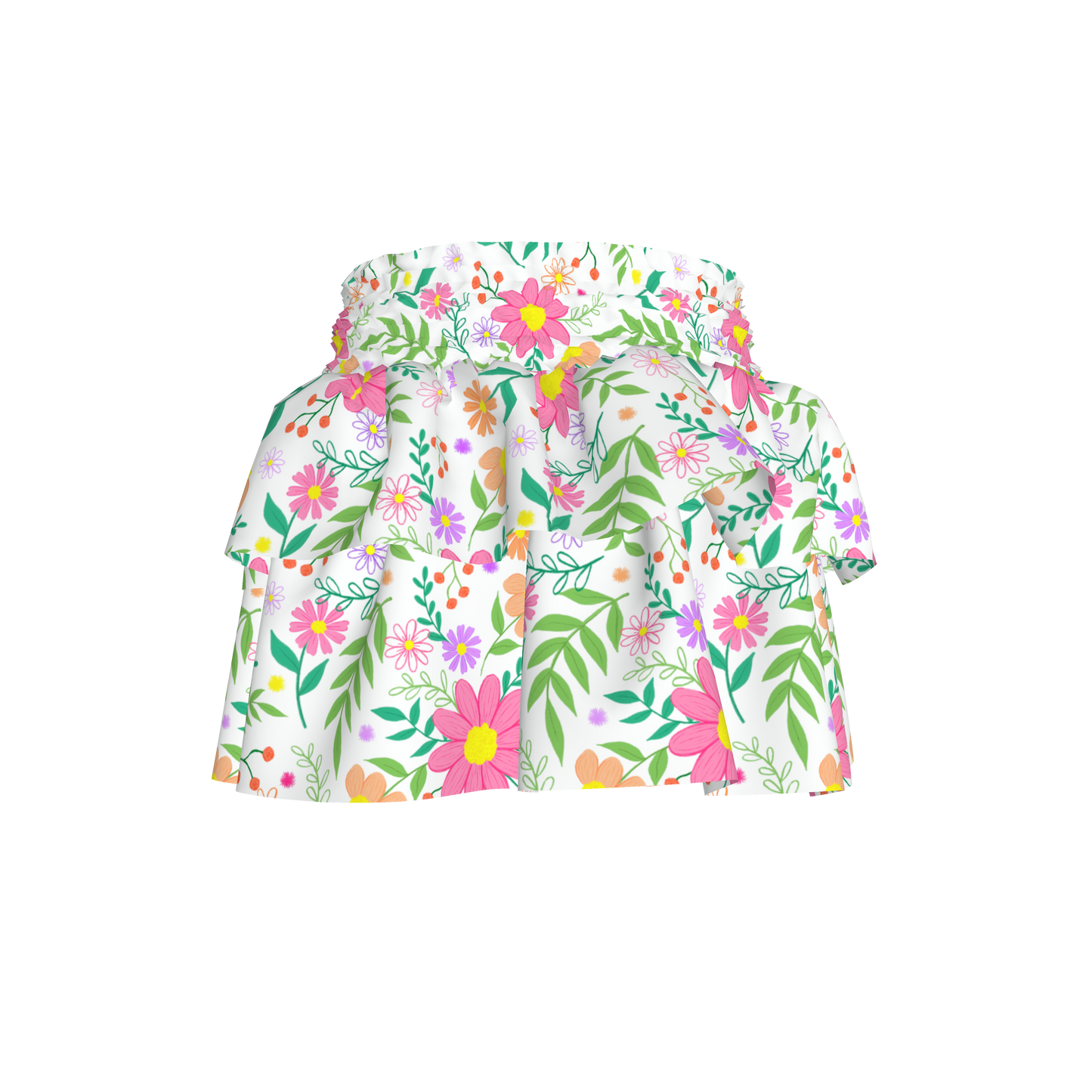 Bright Floral Ruffled Skirt