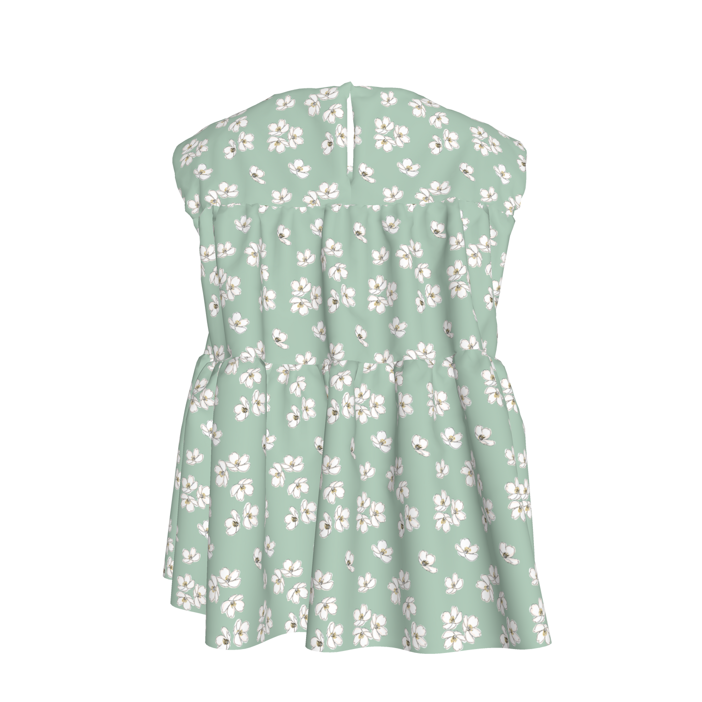 Kid's Sleeveless Ruffle Top in Sage Primrose