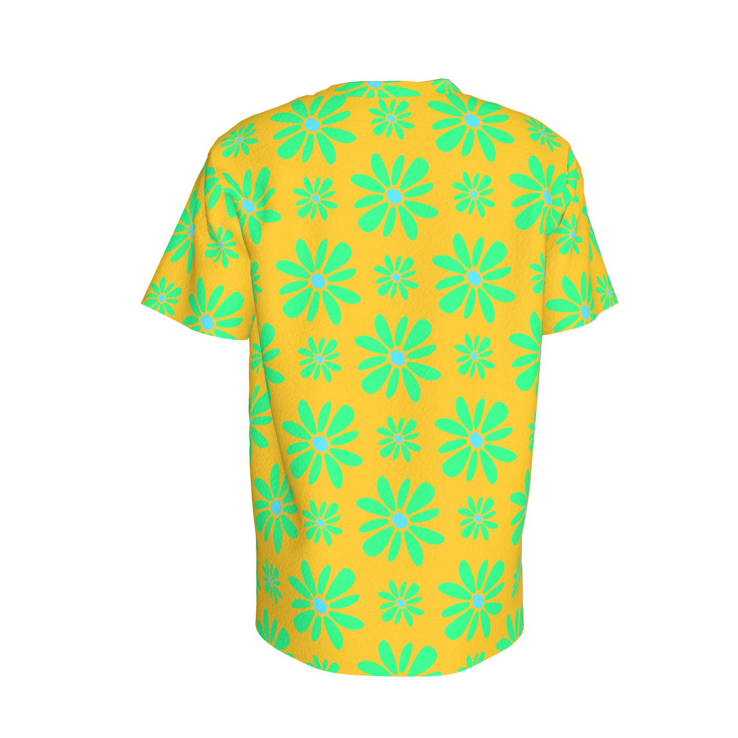 Kid's Pocket T-Shirt in Flower Bloom Yellow & Bright Green in Cotton Spandex Lightweight Jersey