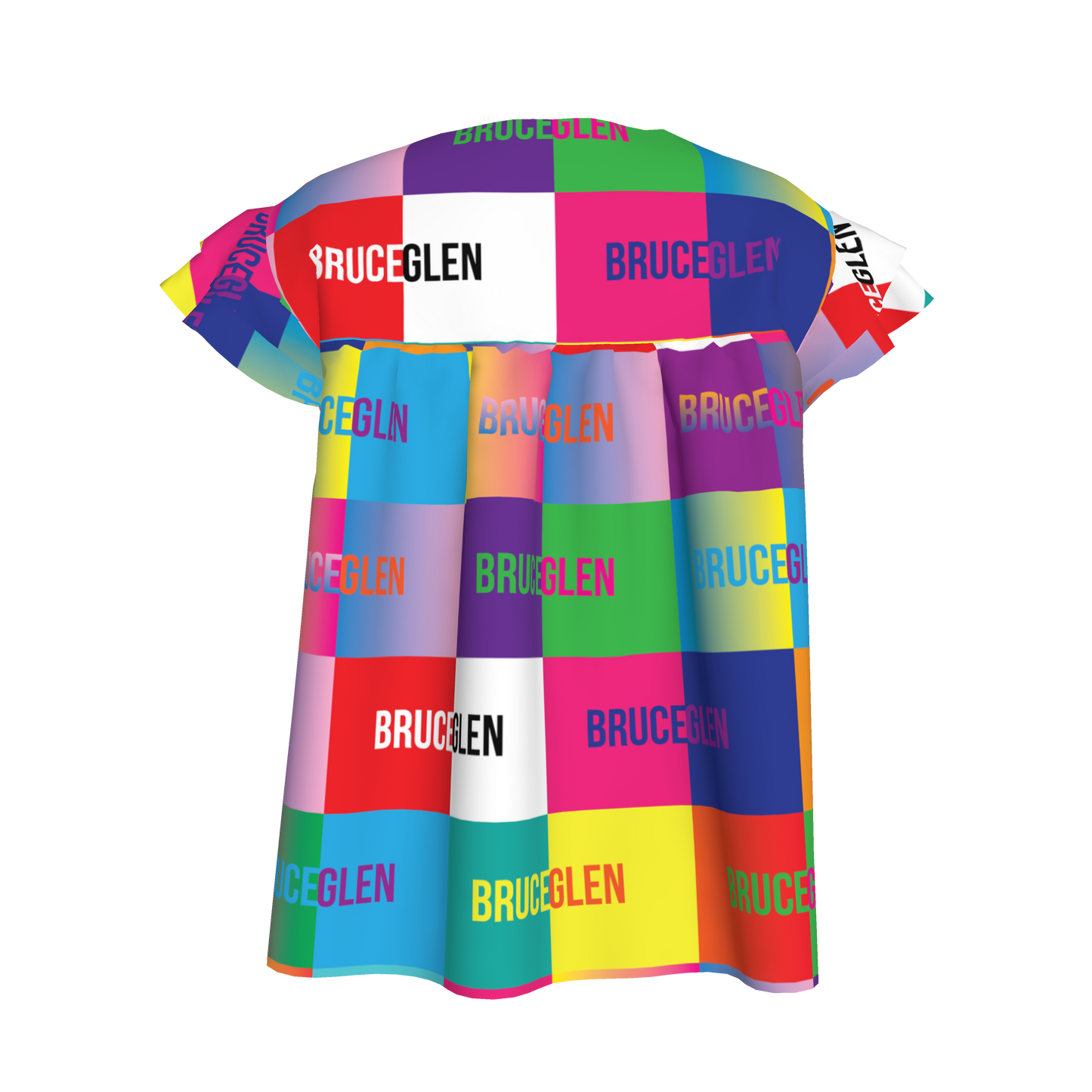 BruceGlen Logo Blocks Kid's Ruffle Sleeve Top
