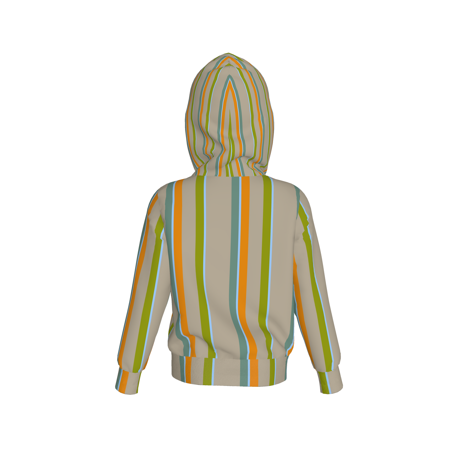 Kid's Pullover Hoodie in Stripes Earthtones in Fleece Back Stretch Organic Terry