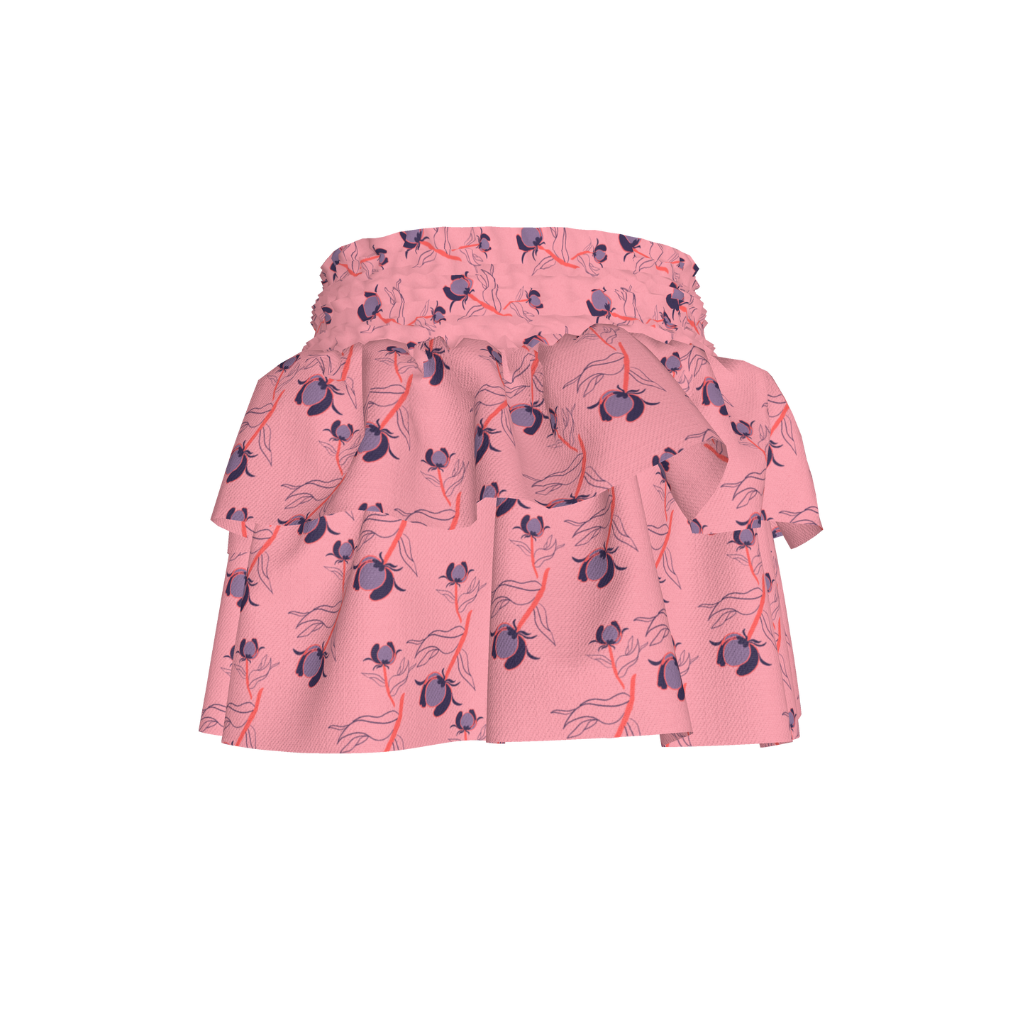 Kid's Smocked Skirt in Sprinkle Flowers Pink in Light Cotton Slub
