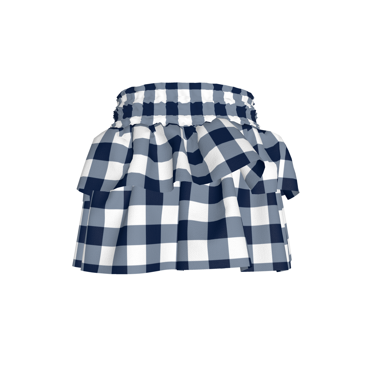 Smocked Ruffle Skirt in Navy Gingham