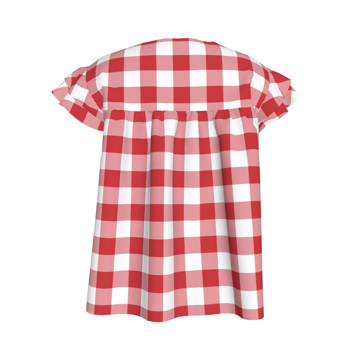 Ruffled Sleeve Top in Red Gingham
