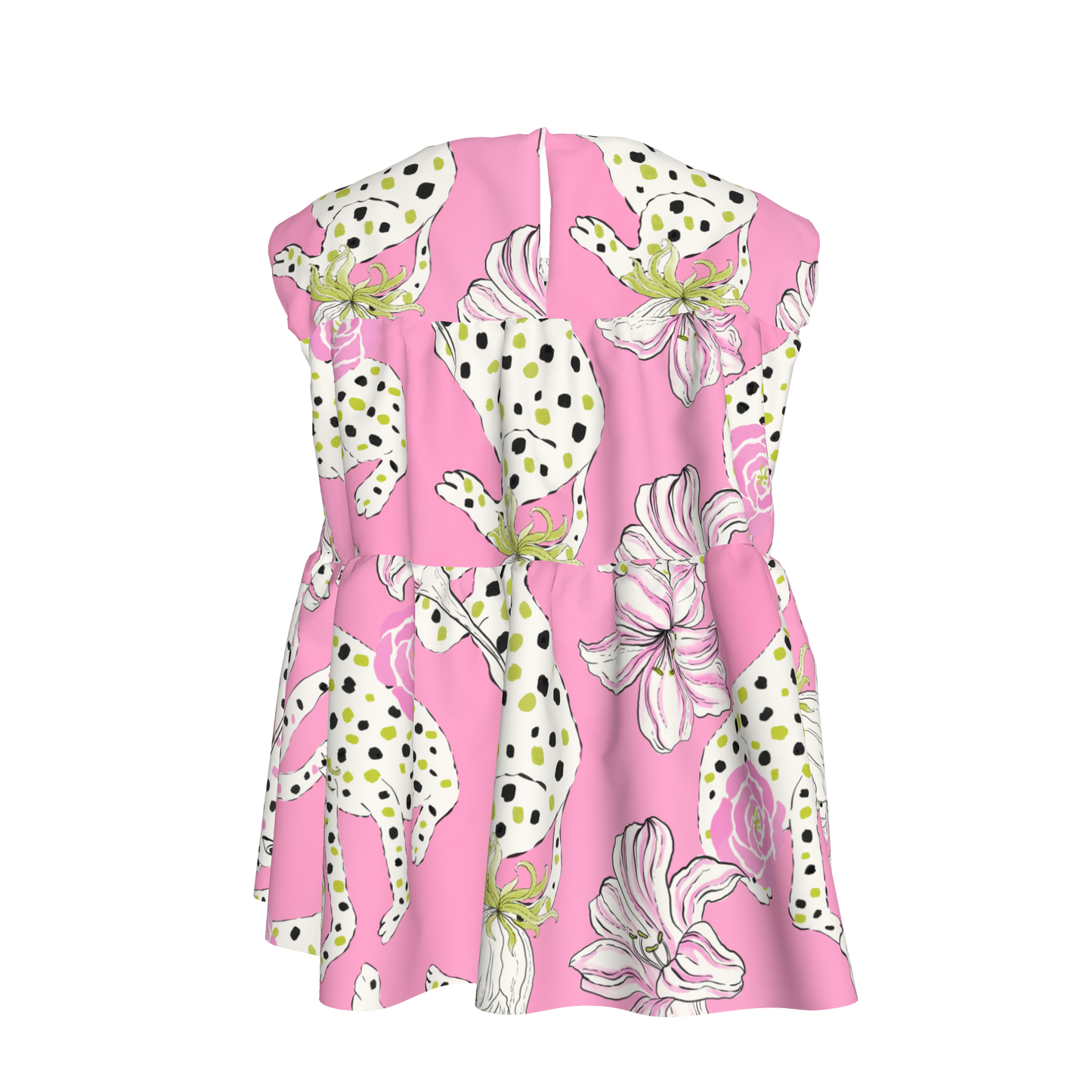 Kid's Sleeveless Ruffle Top in Sketching Summer Pink