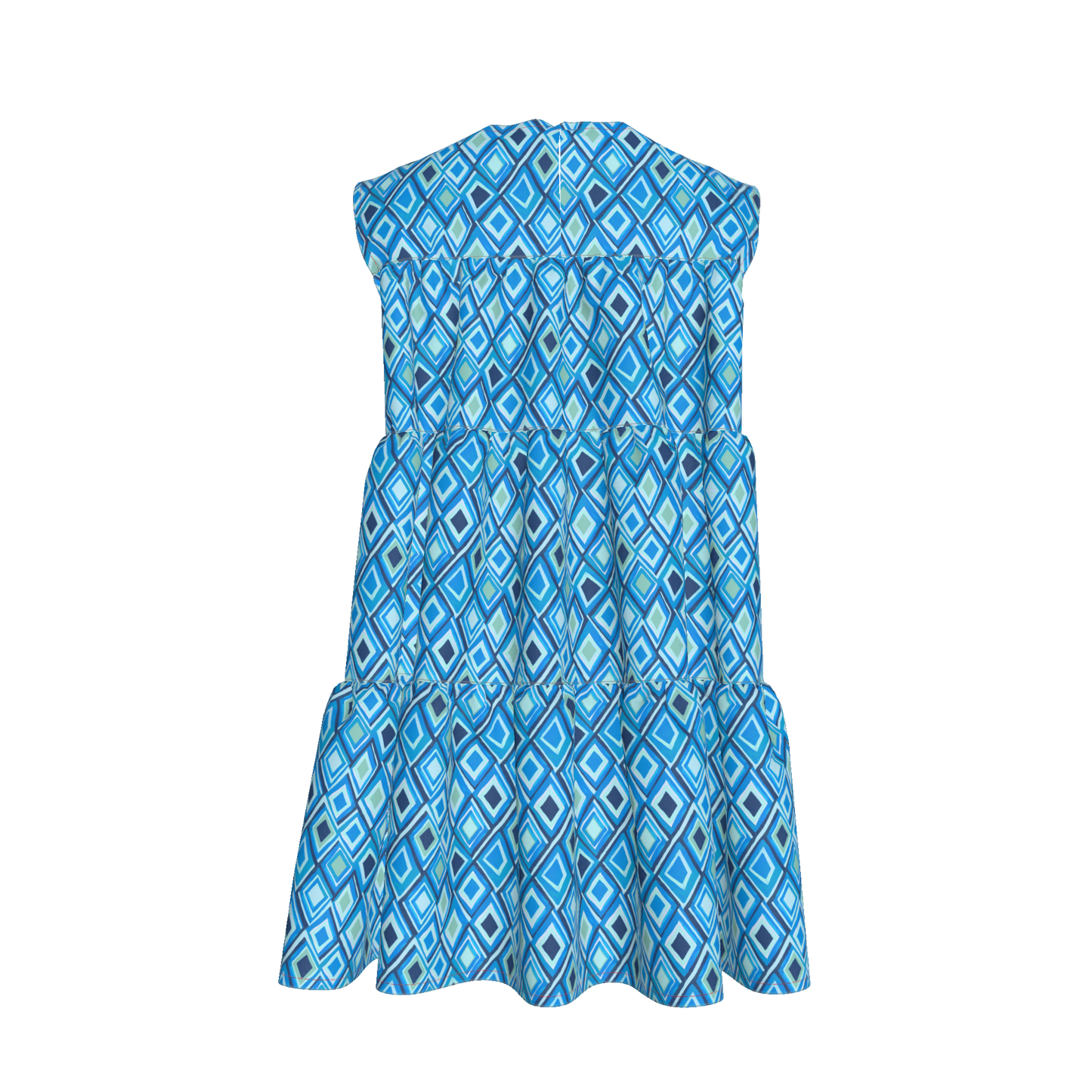 Kid's Ruffle Dress in Aqua Argyle