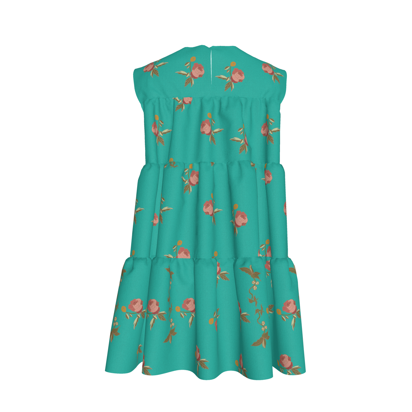 Kid's Ruffle Dress in Belle Bloom in Blue Dress in Lightweight Cotton Slub
