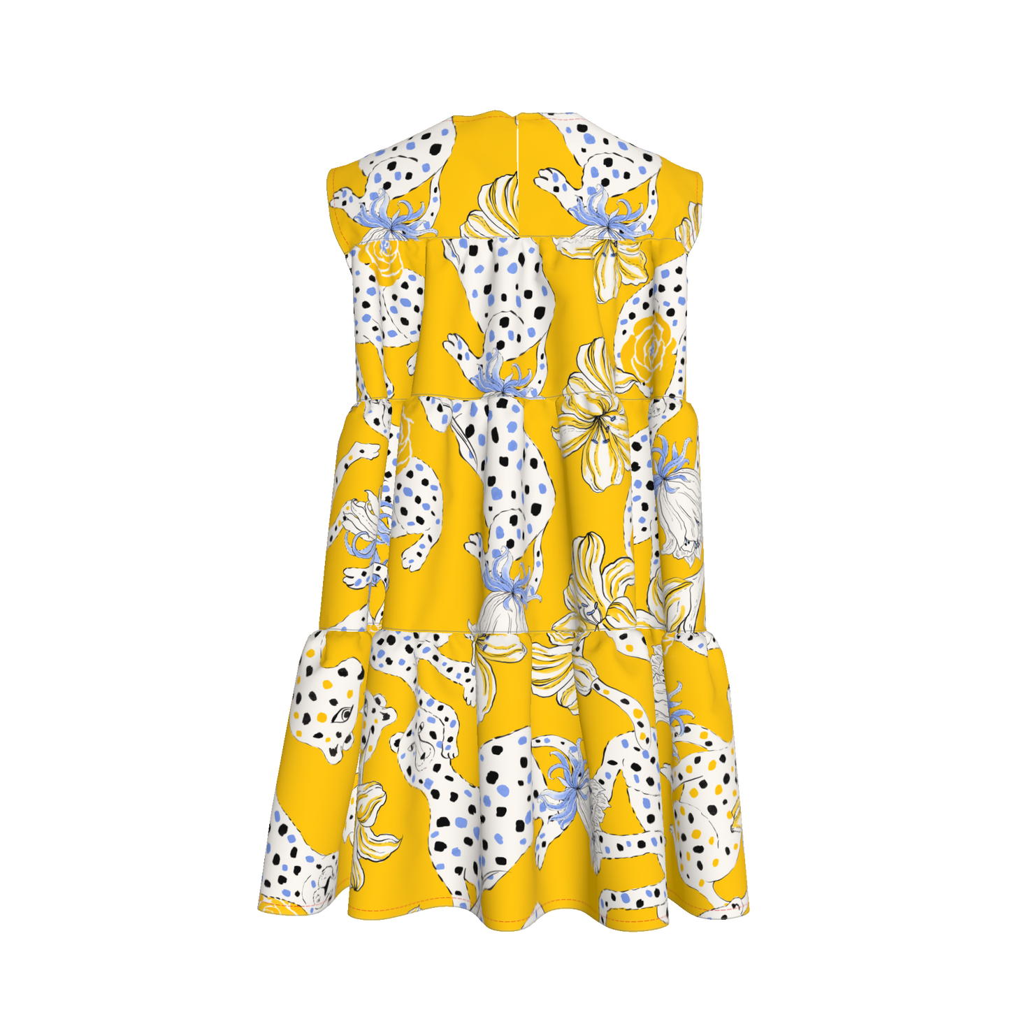 Kid's Ruffle Dress in Sketching Summer Yellow