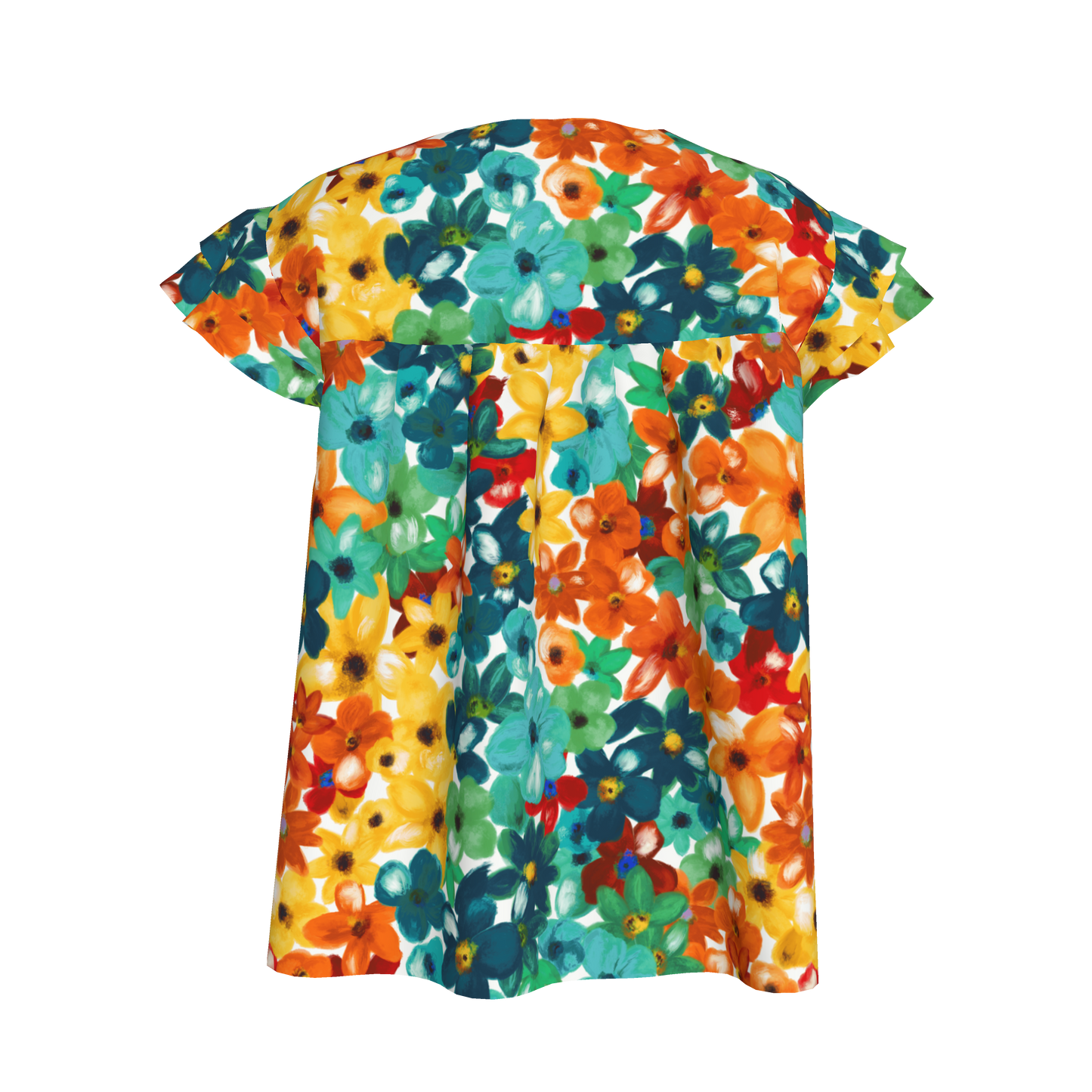 Kid's Ruffled Sleeve Top in Fleur de Esti
