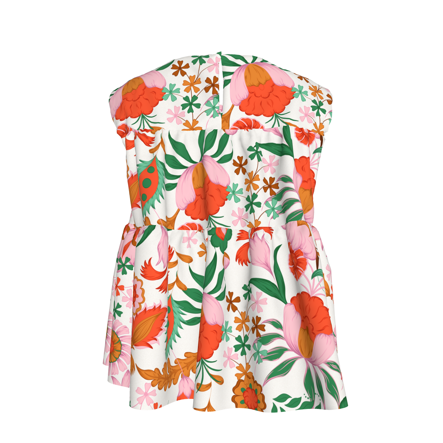 Kid's Sleeveless Ruffle Top in Ecru Dutch Blossoms