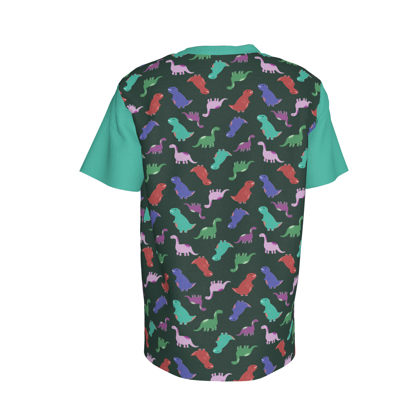 Teal Dino Party Pocket T-Shirt