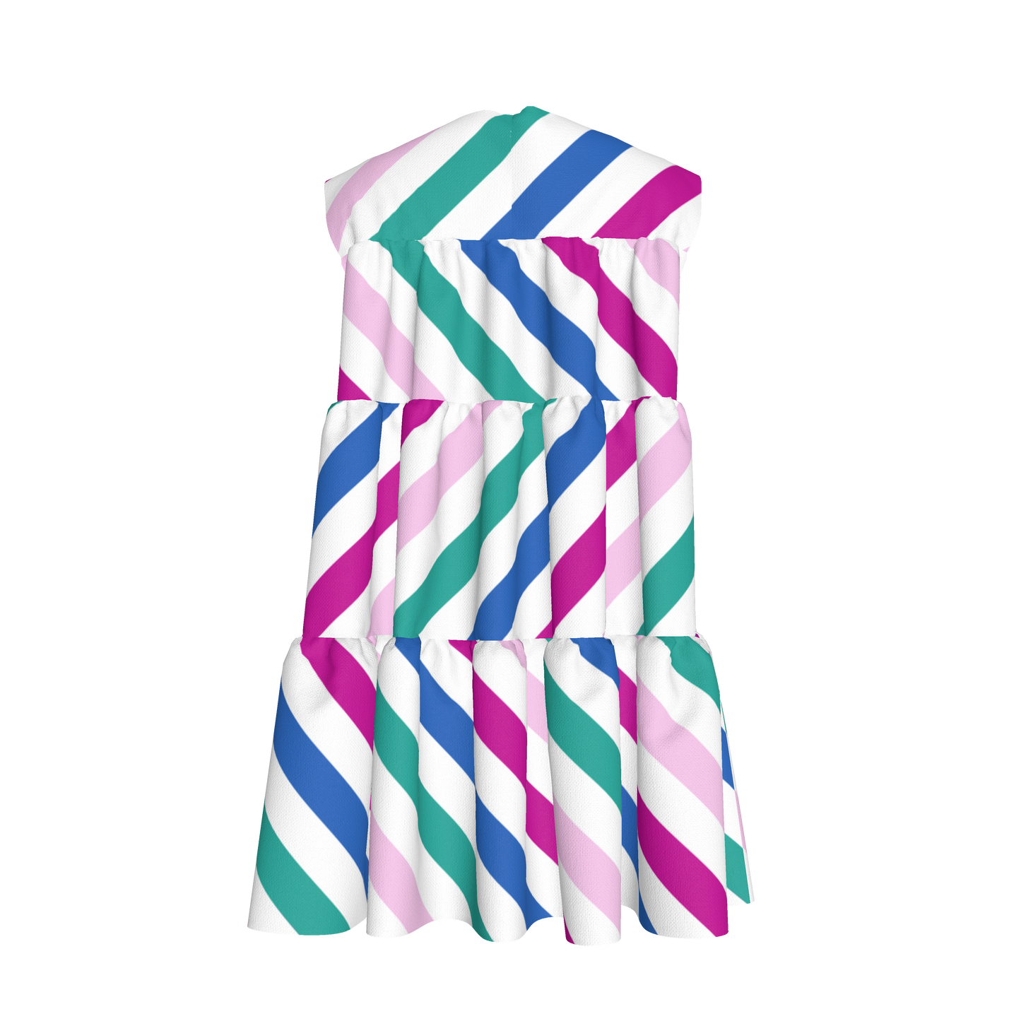 Spring Stripes Ruffle Dress With Lining
