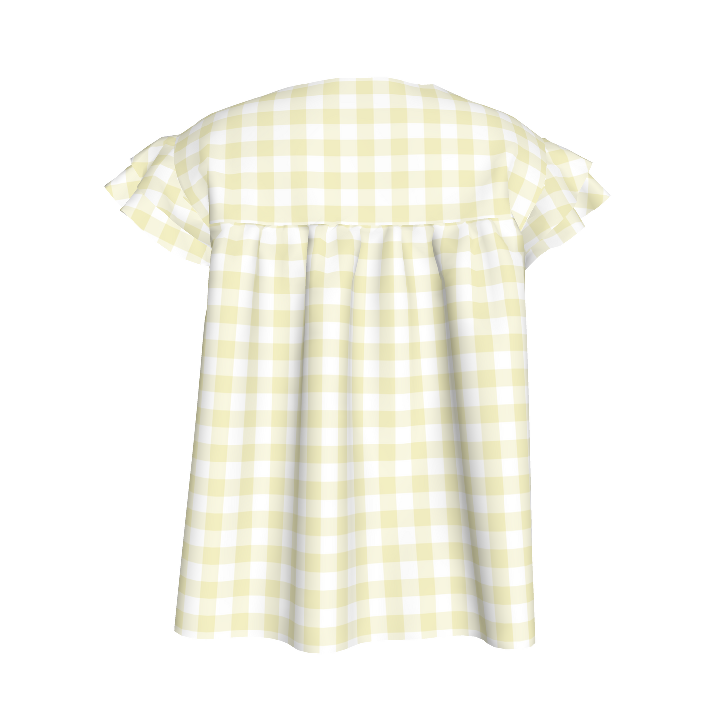 Ruffled Sleeve Top in Pastel Yellow Gingham