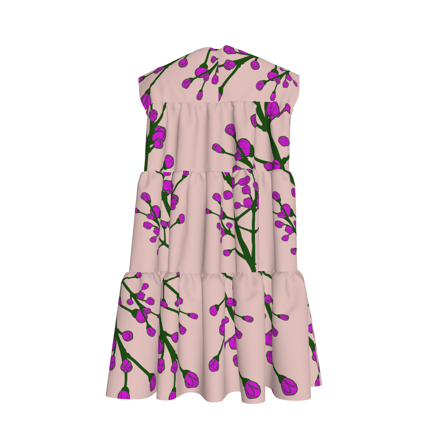 Floral Lilac Ruffle Dress with Lining