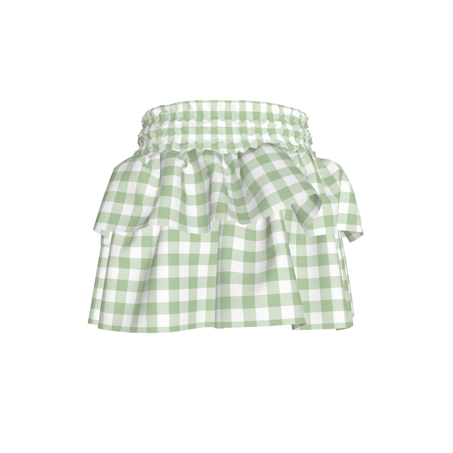 Smocked Ruffle Skirt in Pastel Green Gingham
