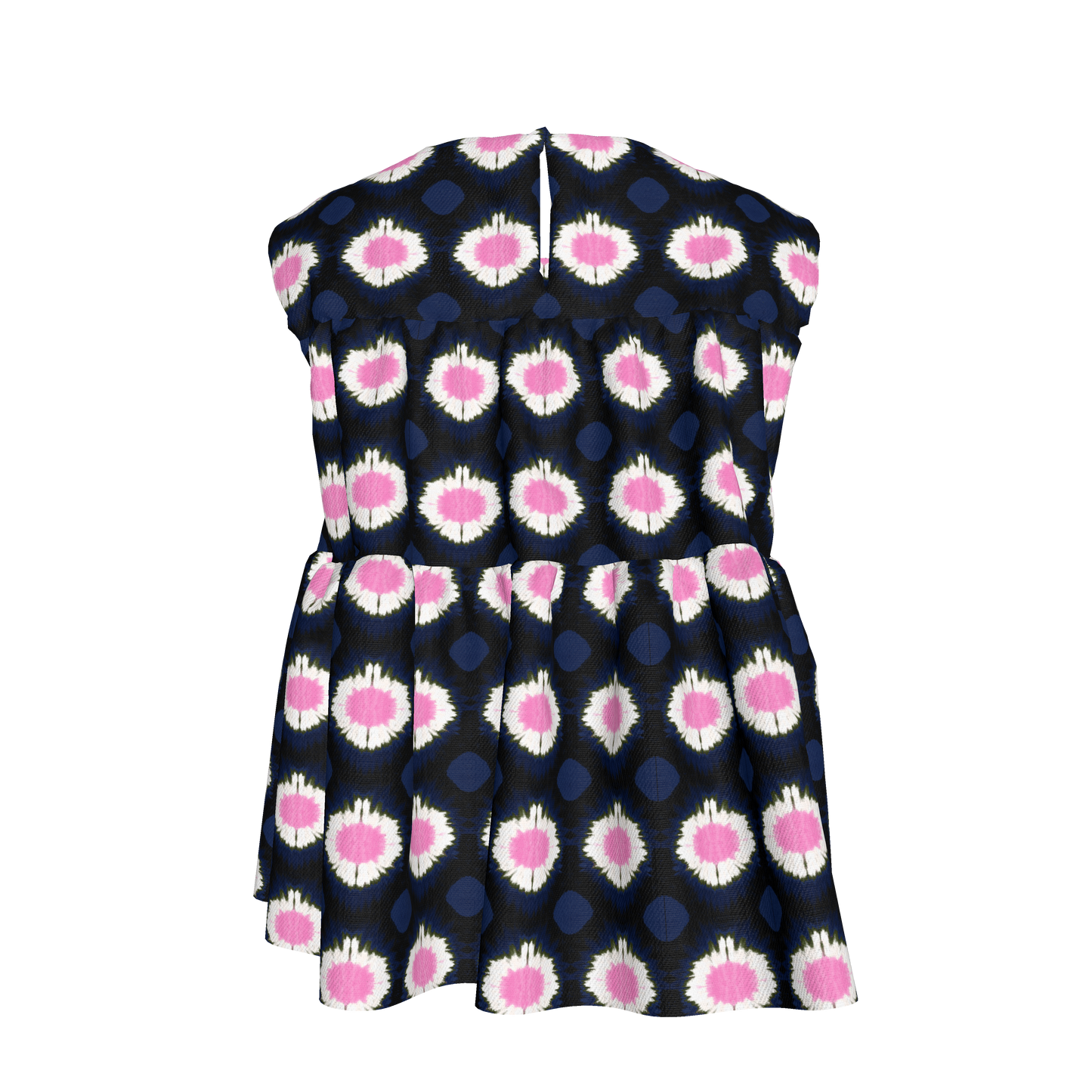 Kid's Sleeveless Ruffle Top in Ink Tie Dye