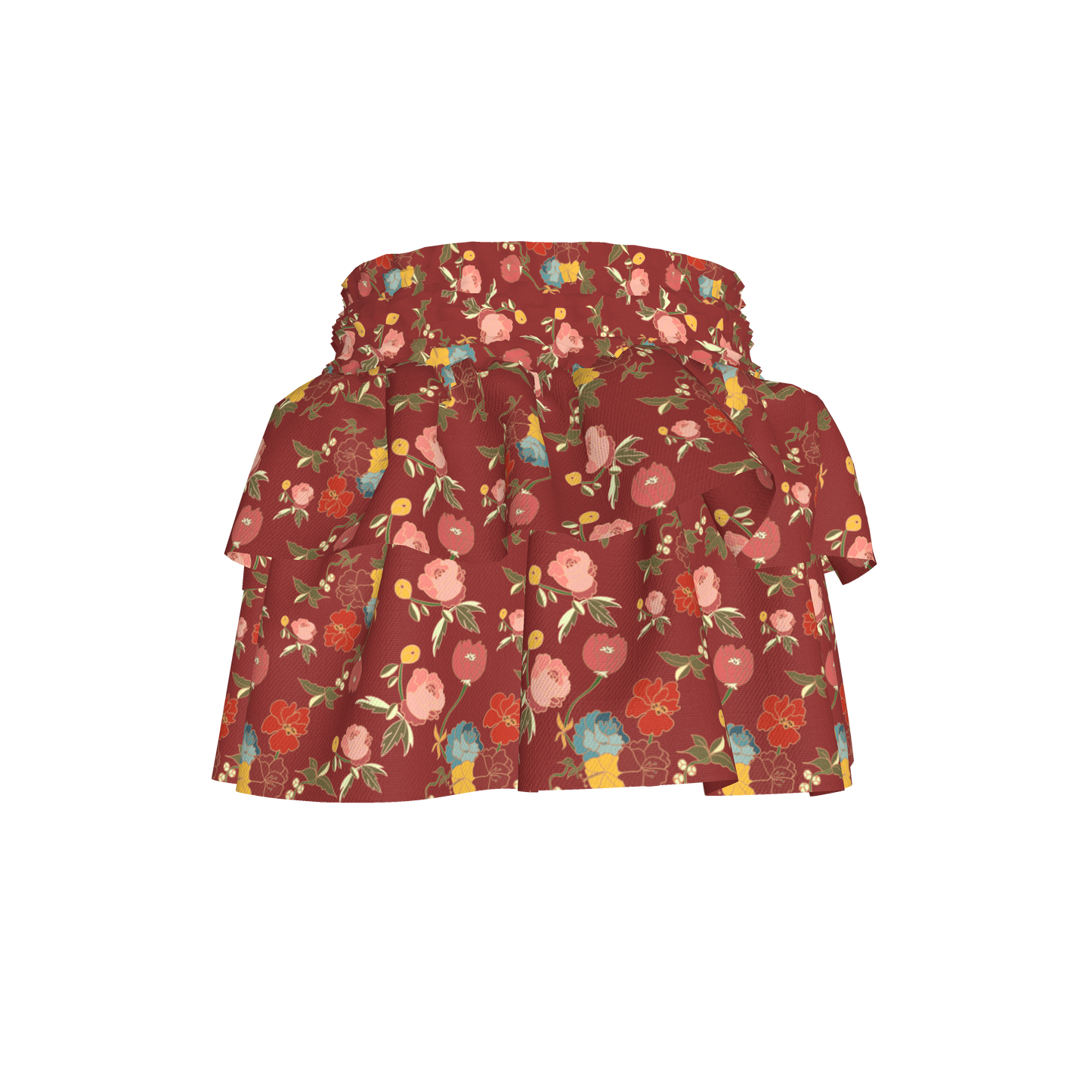 Kid's Smocked Skirt in Belle Flowers Red in Light Cotton Slub