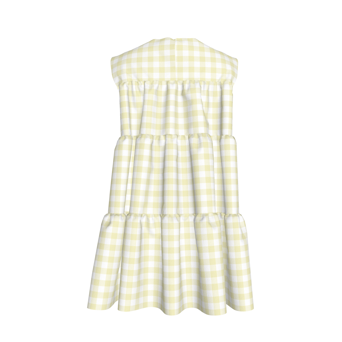 Ruffle Dress without Lining in Pastel Yellow Gingham