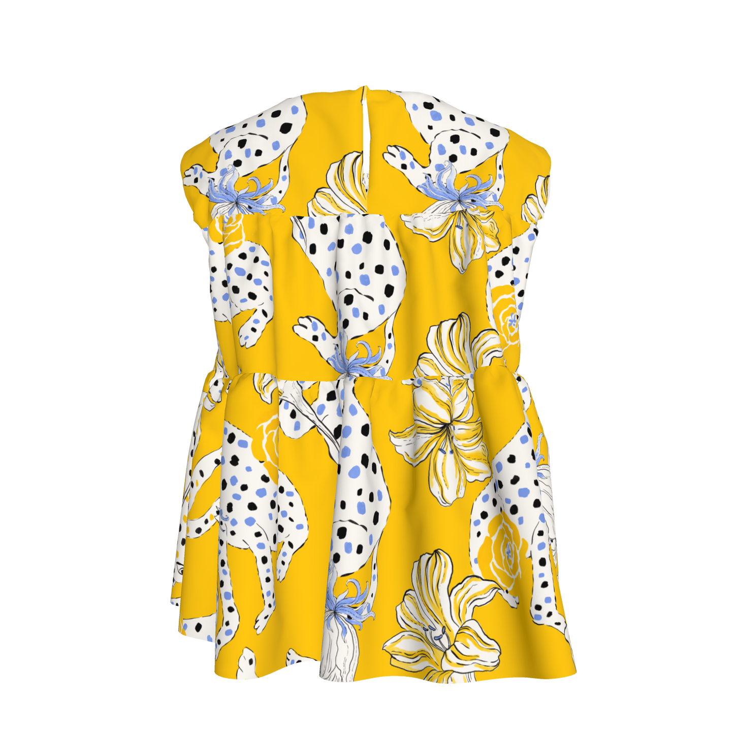 Kid's Sleeveless Ruffle Top in Sketching Summer Yellow