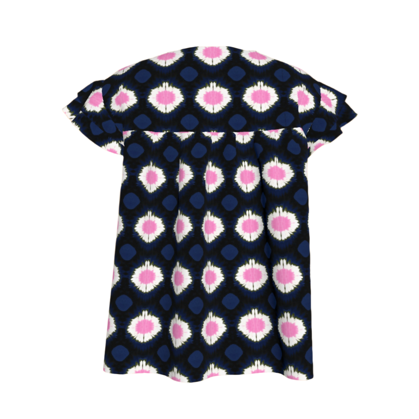 Kid's Ruffled Sleeve Top in Ink Tie Dye
