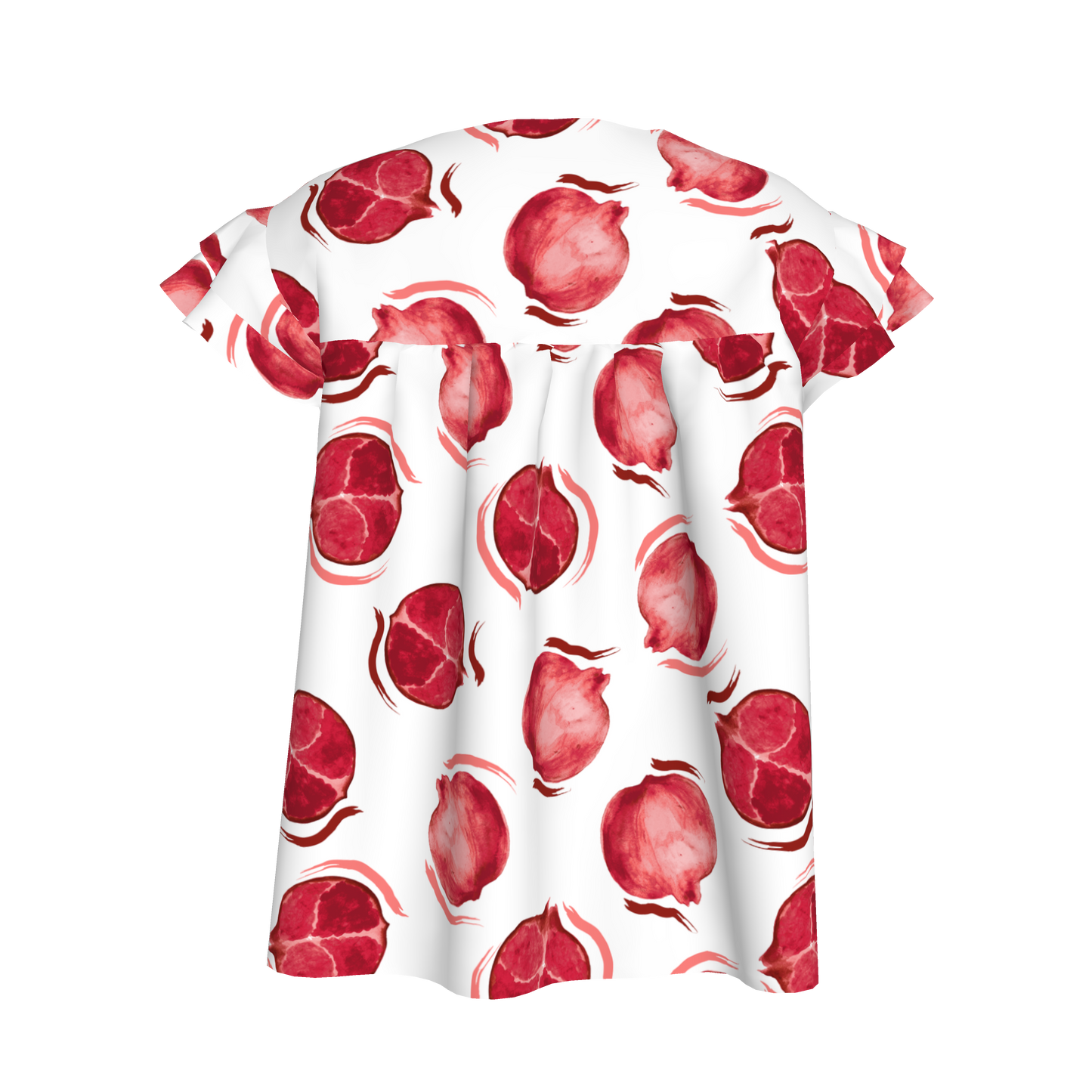 Kid's Ruffled Sleeve Top in Spring Pomegranates