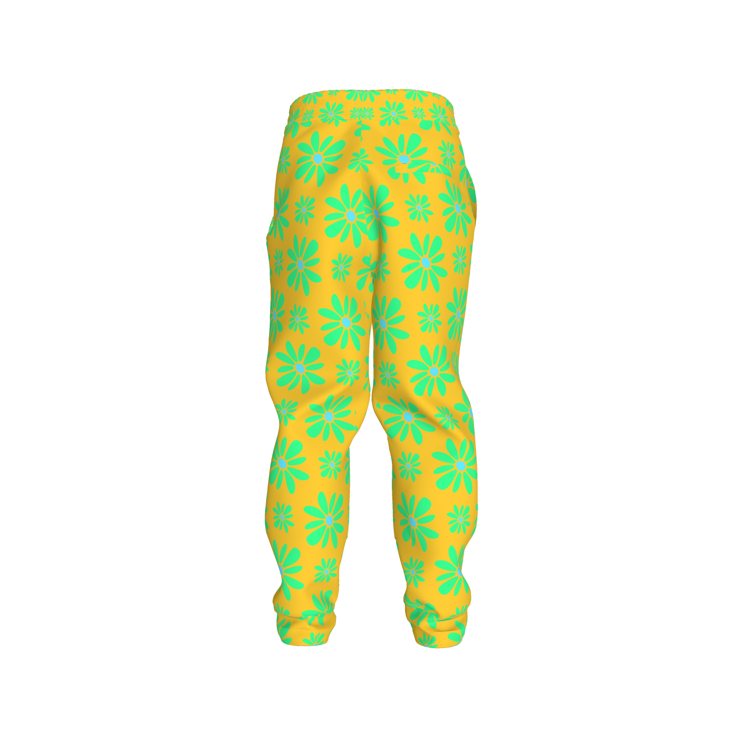 Kid's Jogger in Flower Bloom Yellow & Bright Green in Heavy French Terry White
